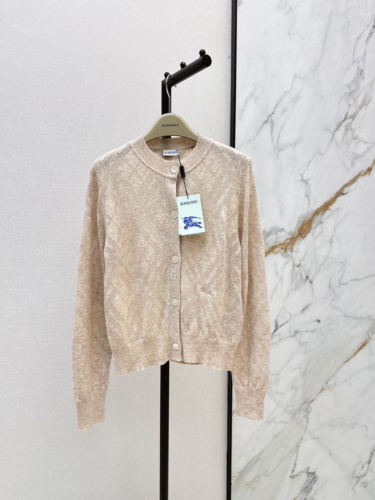 Bur 26ss check jacquard knit cardigan