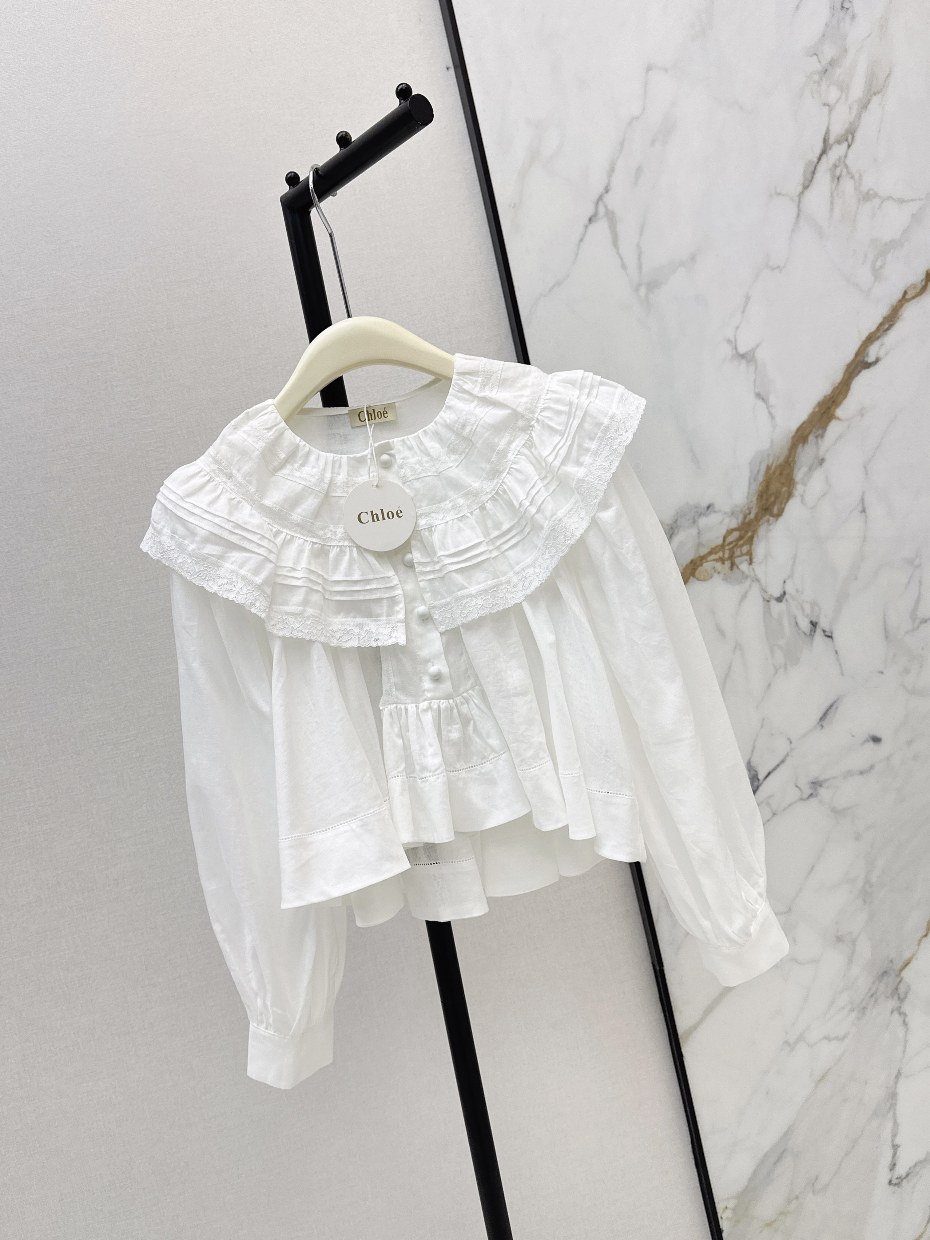 Chol 26ss lace ruffle shirt