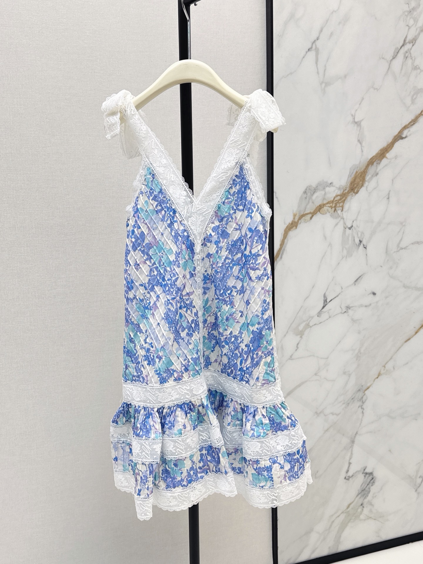Zimm 26ss lace slip print dress