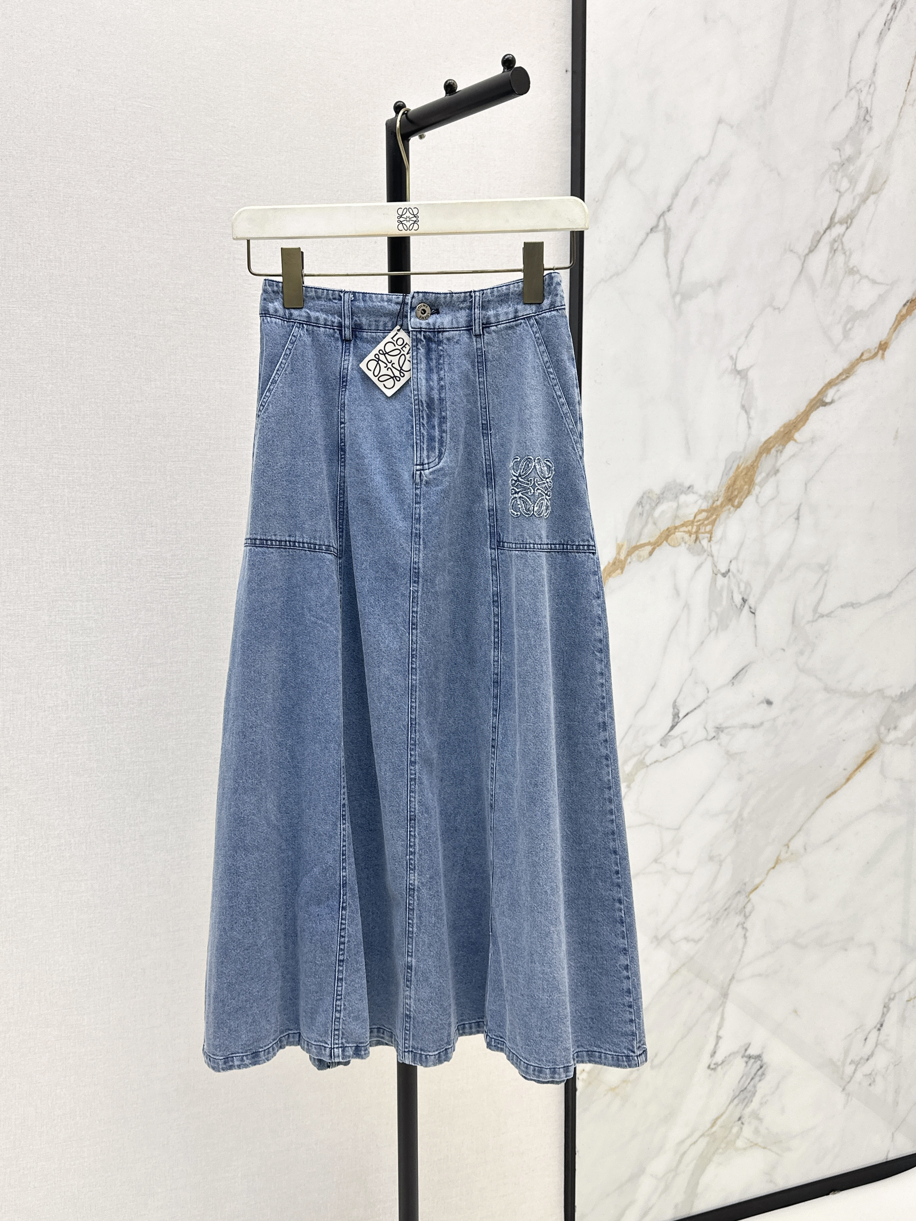 Loe 26ss High-Waisted A-Line Denim Skirt