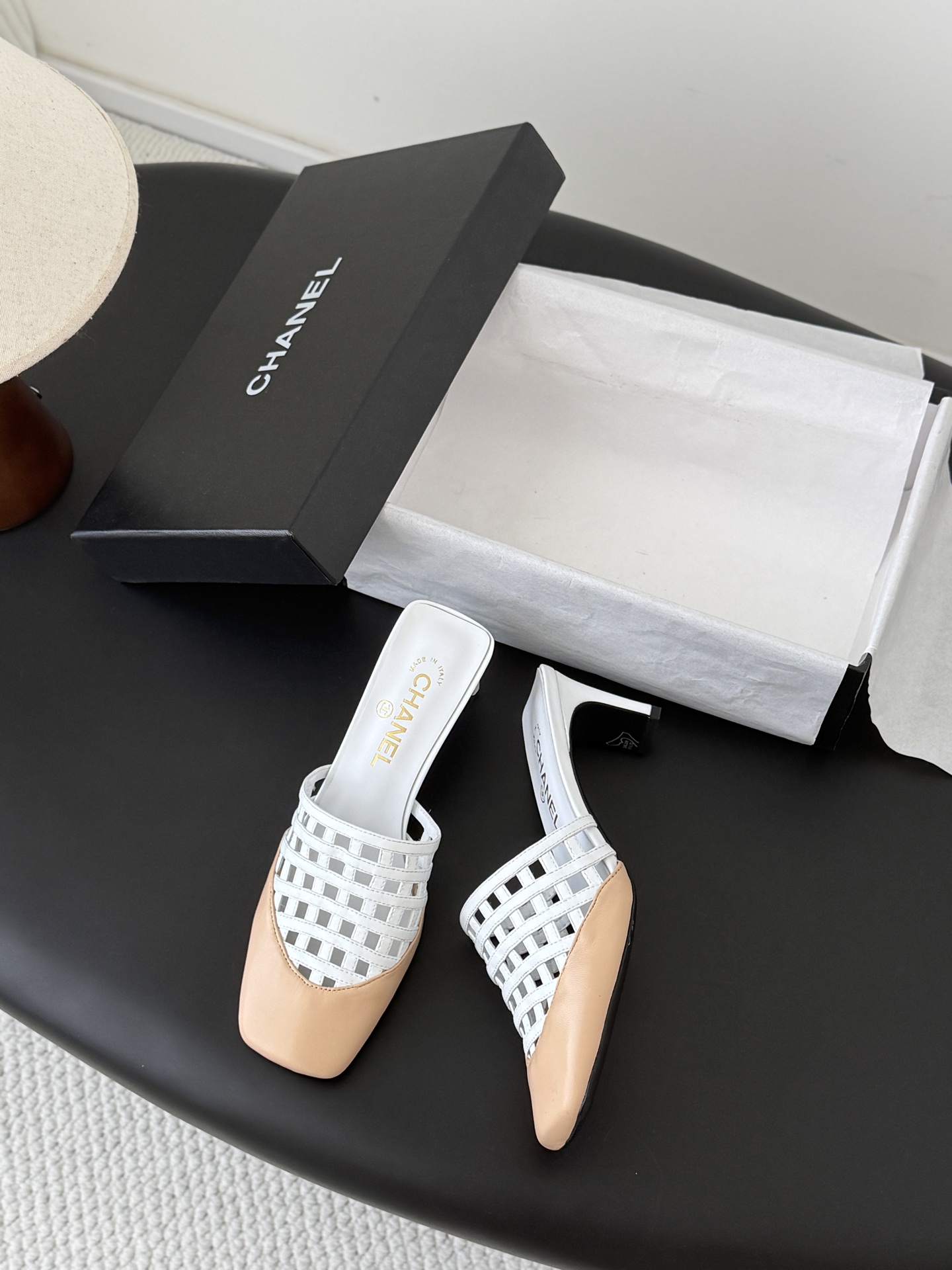 Chan 26ss woven mules heel