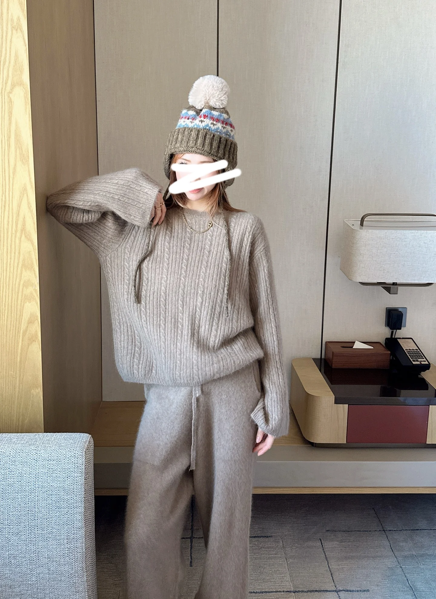 Max 25fw wool pullover+wide-leg pants outfit set