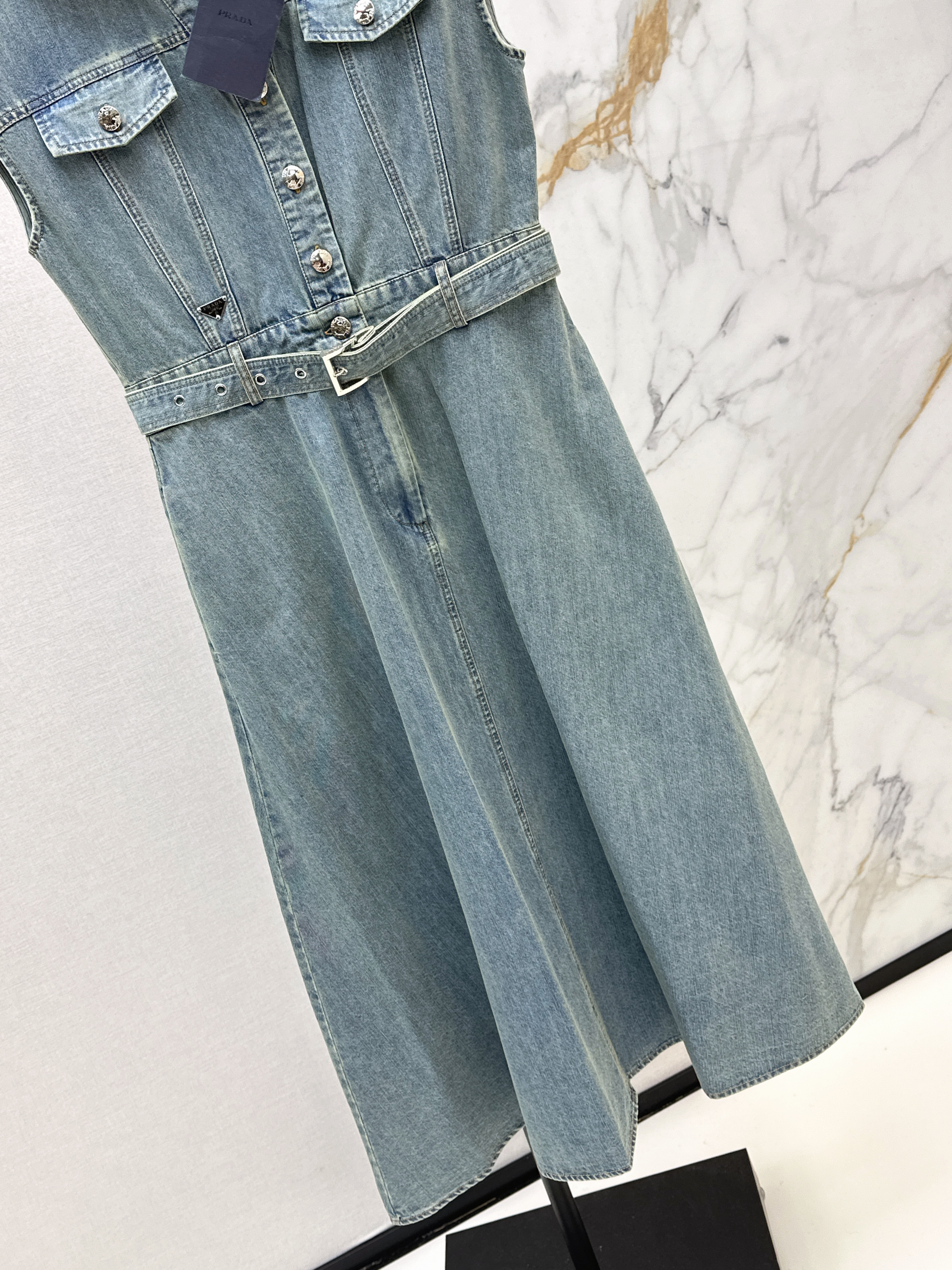 Pra 26ss denim sleeveless dress