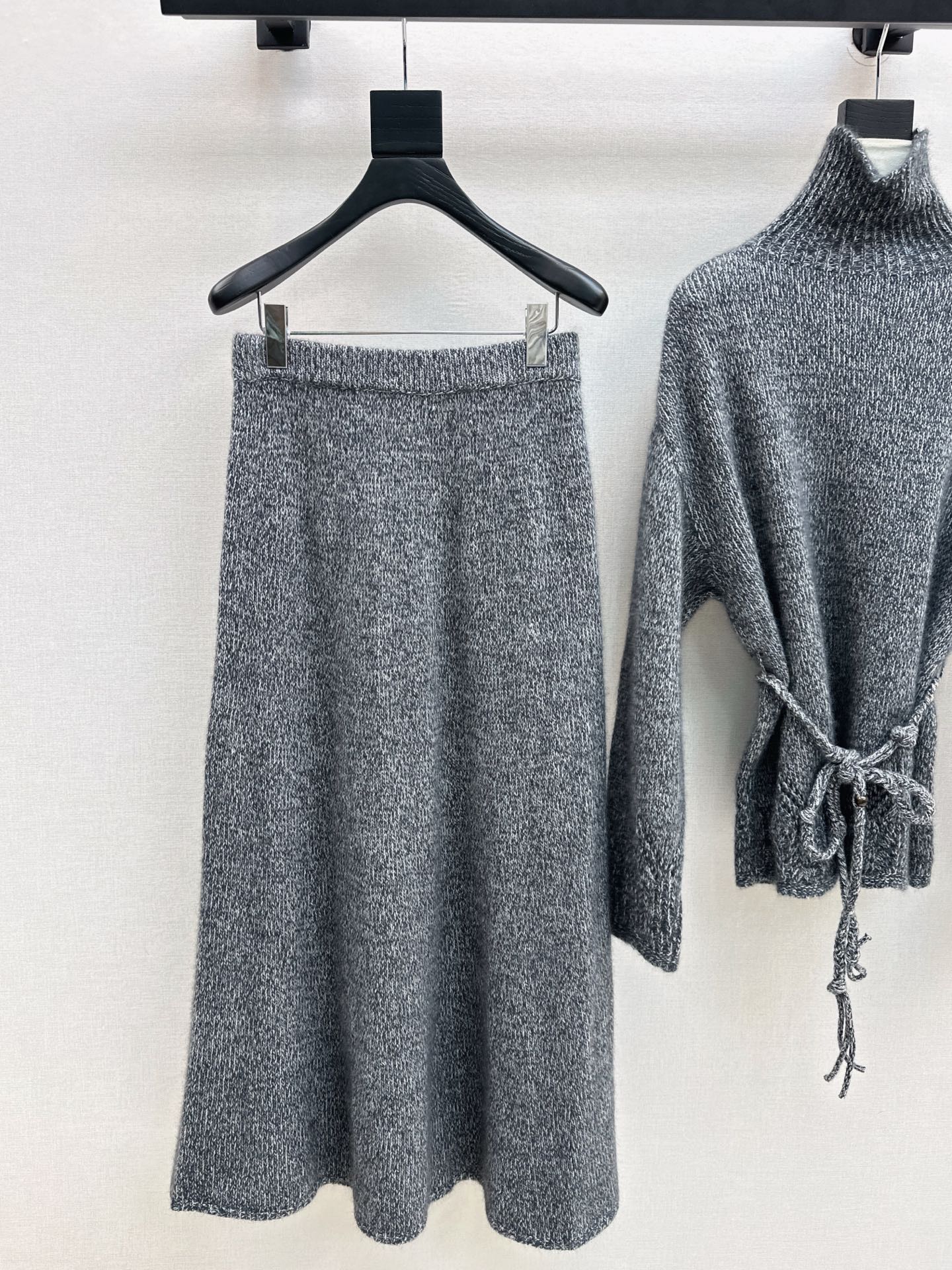 Brun 25fw knit high neck sweater+skirts outfit set