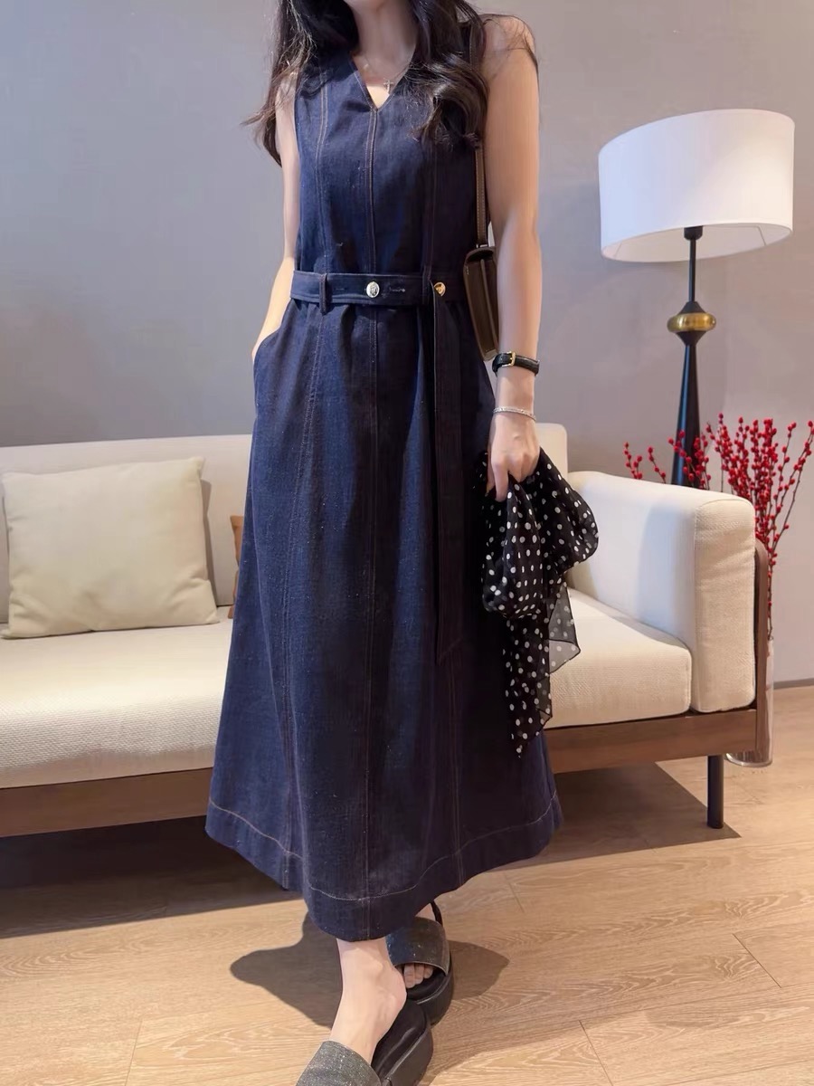 Brun 26ss sleeveless denim dress