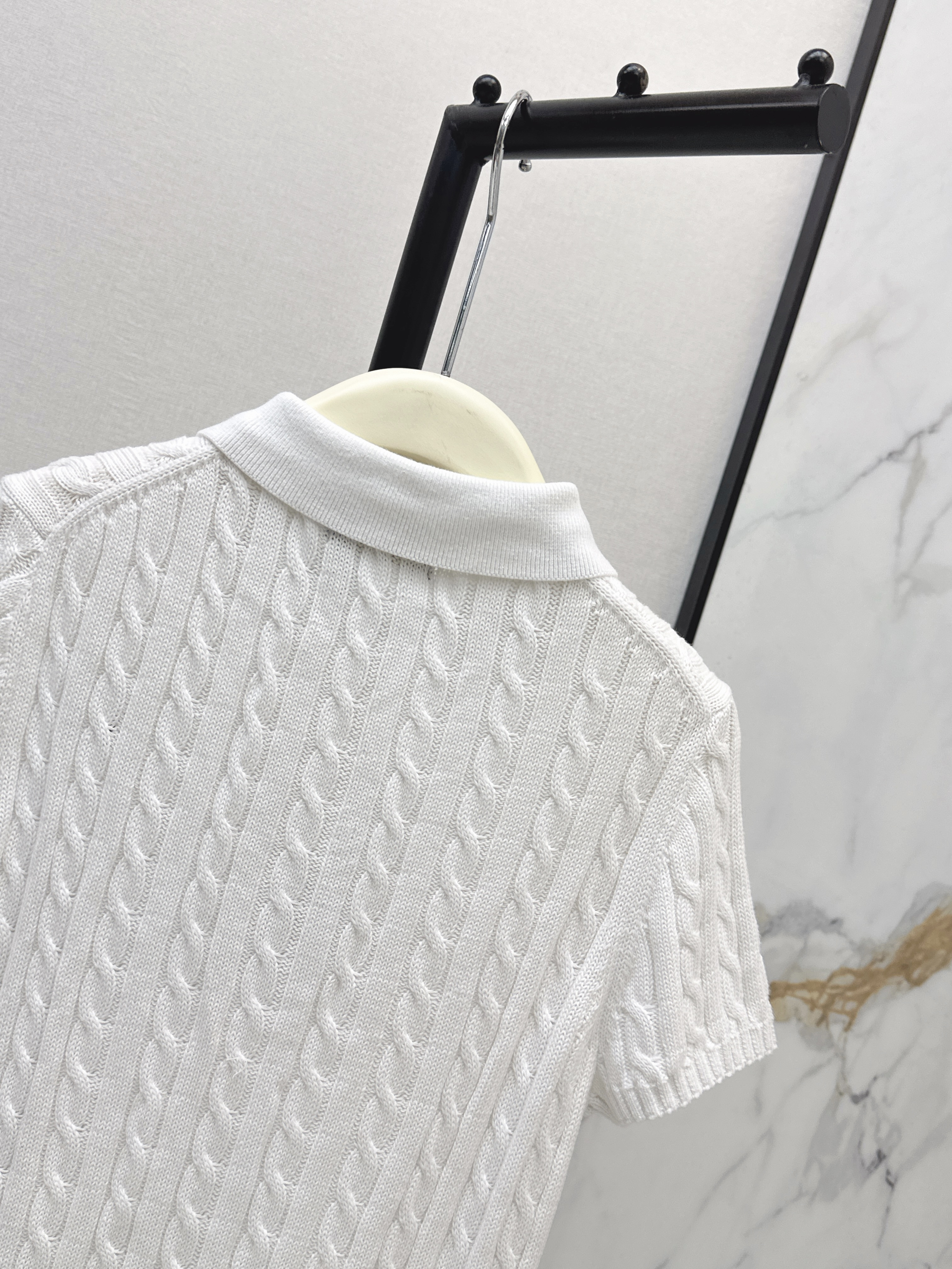 Ralp 26ss cable polo knit top