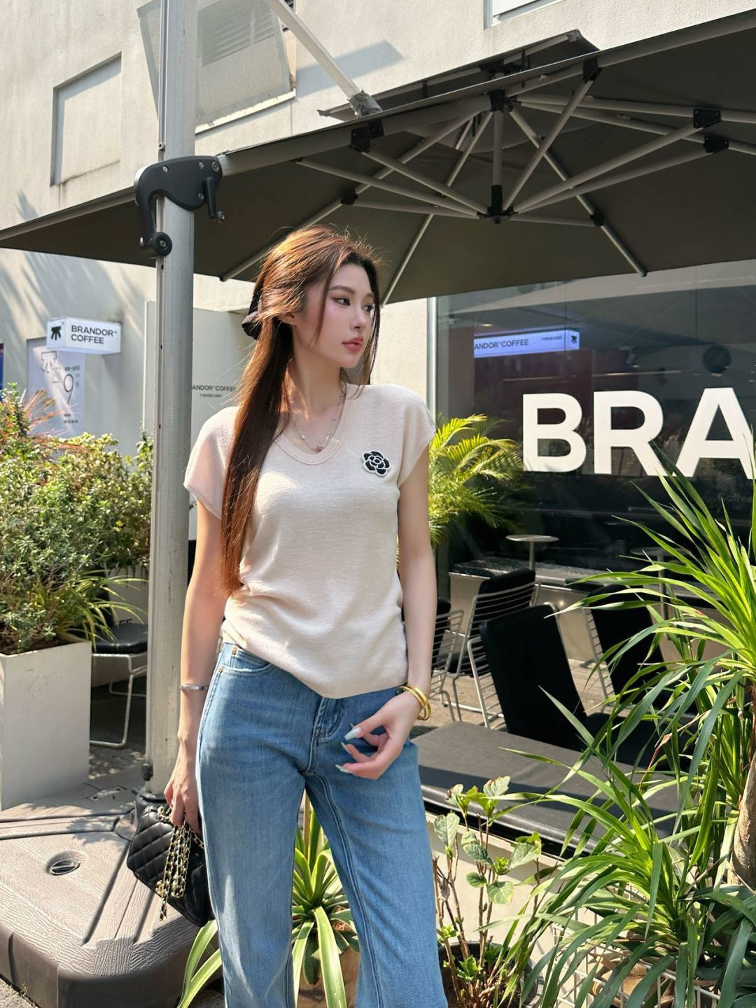 Chan 26ss 3d flower t-shirt
