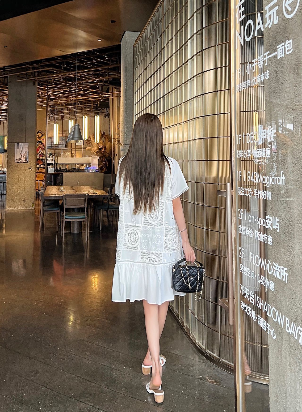 Chan 26ss hollow crochet dress