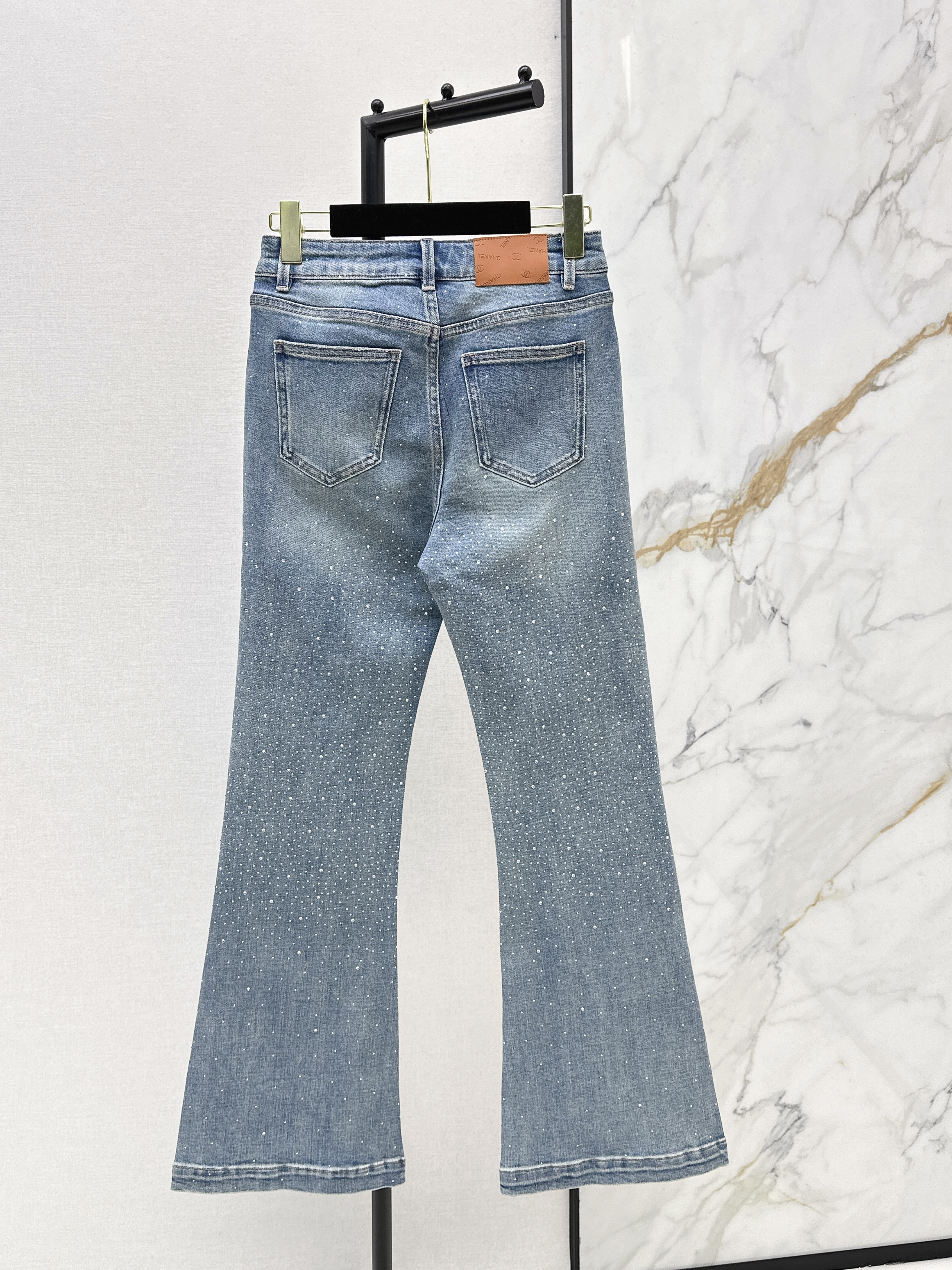 Chan 26ss rhinestone flared jeans