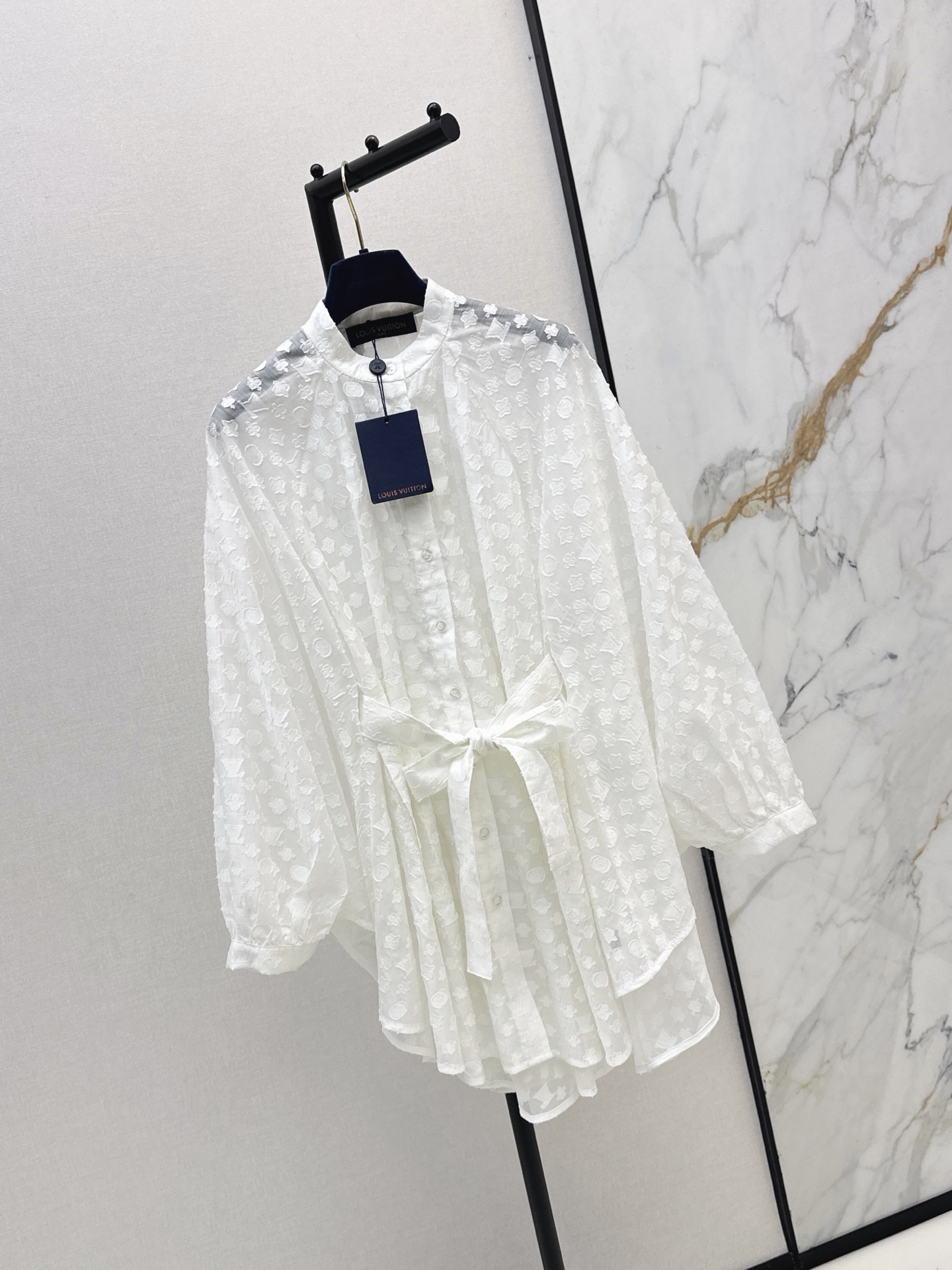 Loui 26ss jacquard lantern sleeve shirt