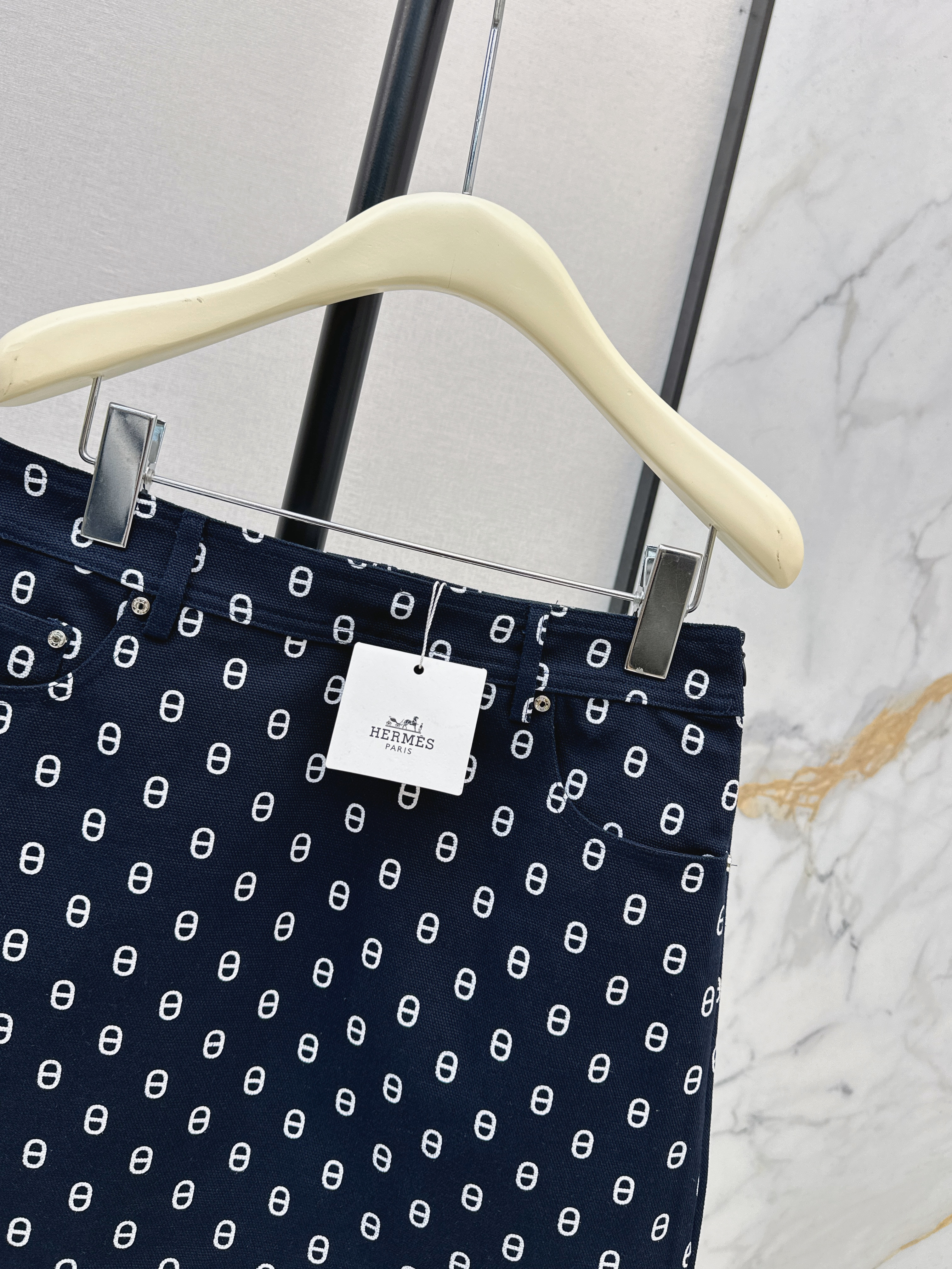 Her 26ss print denim skirt