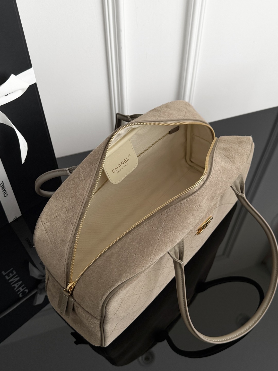 Chan 26S suede bowling bag