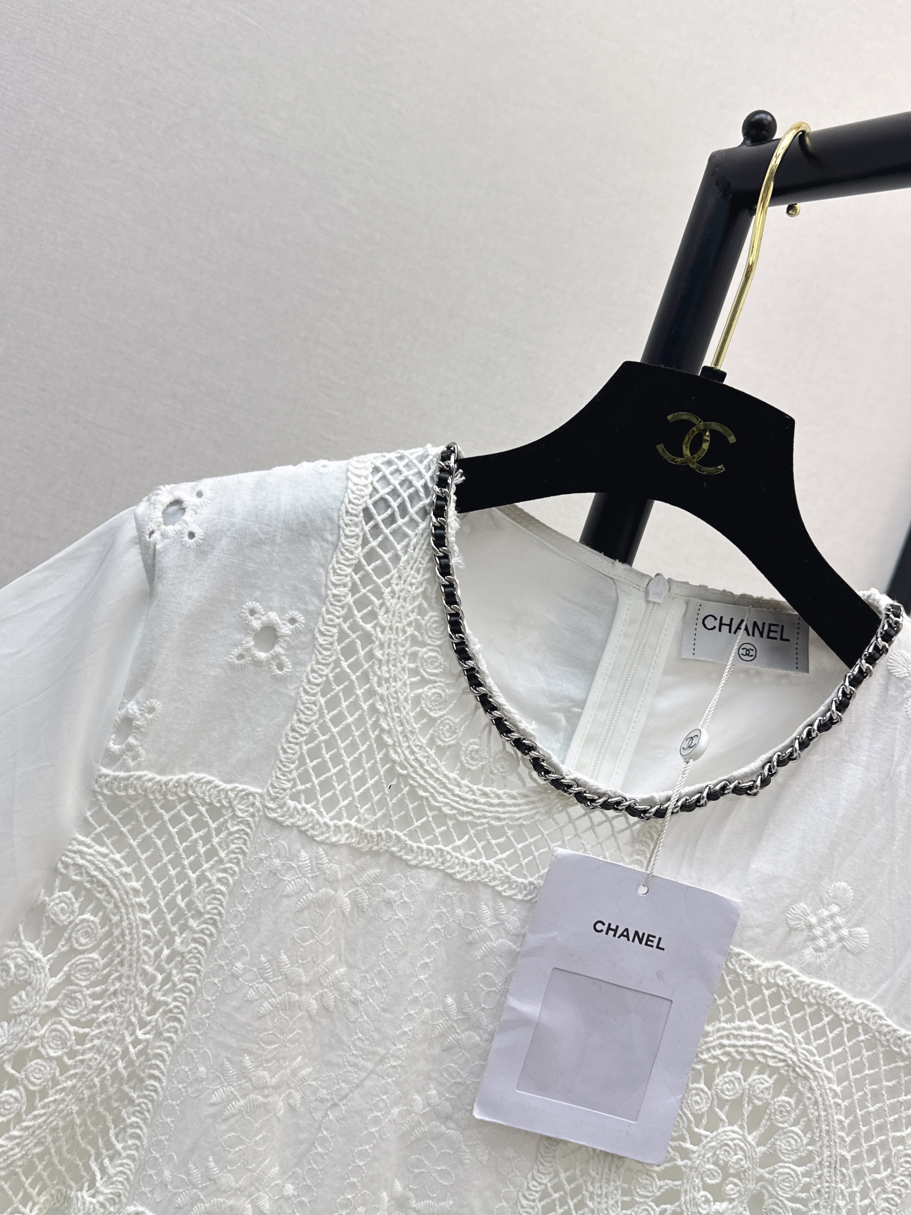 Chan 26ss hollow crochet dress