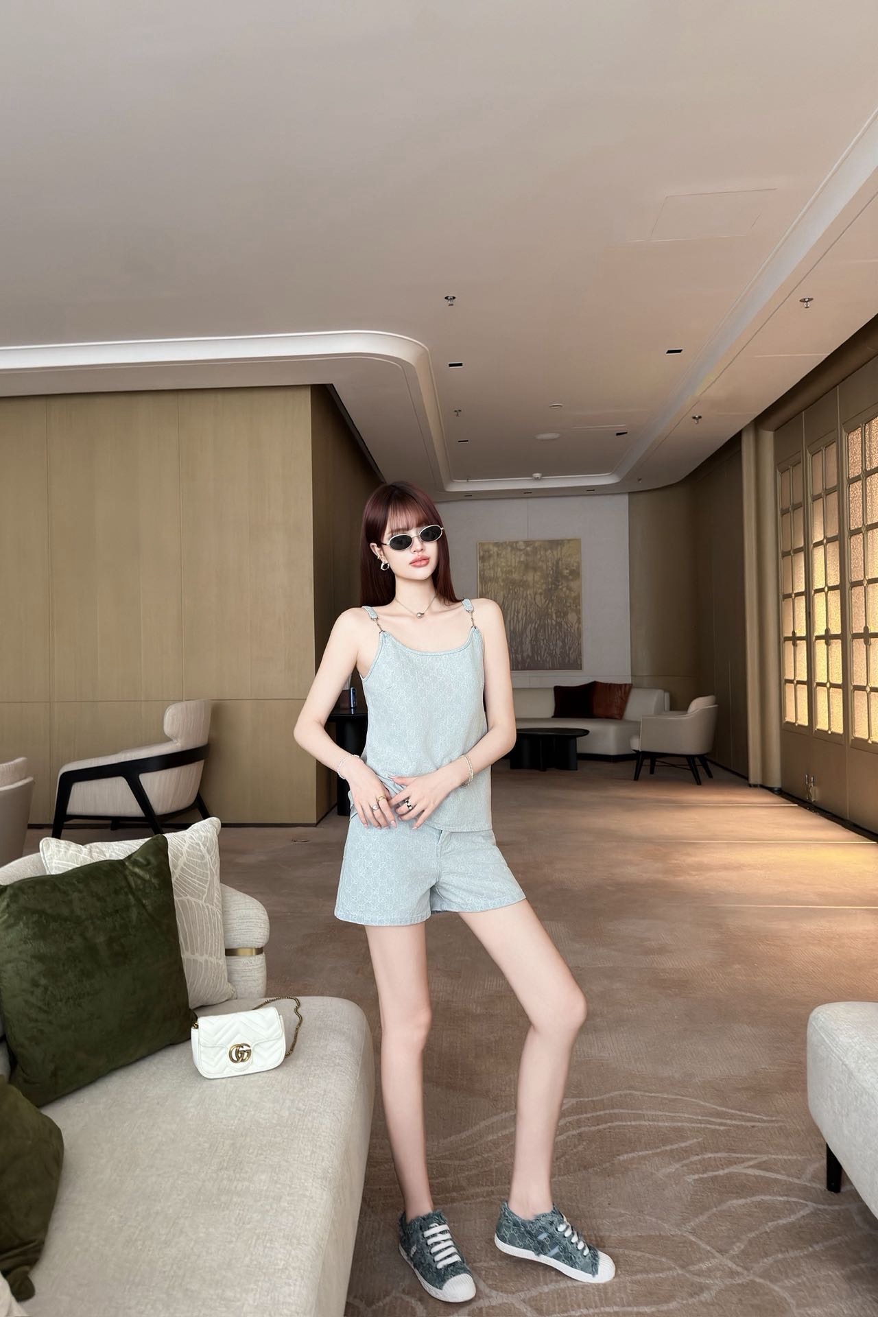 Guc 26ss jacquard denim camisole