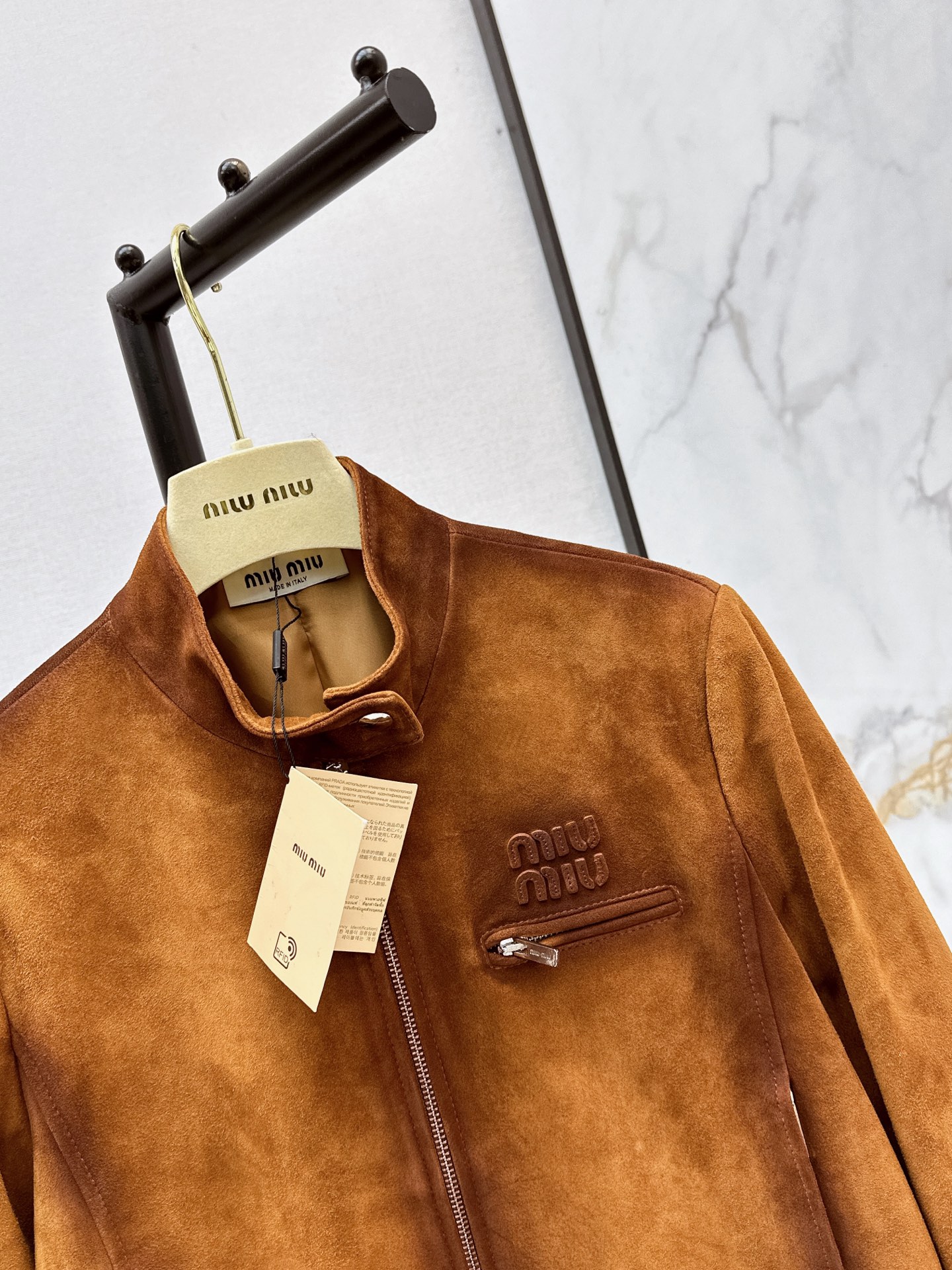 Miu 26ss suede leather jacket