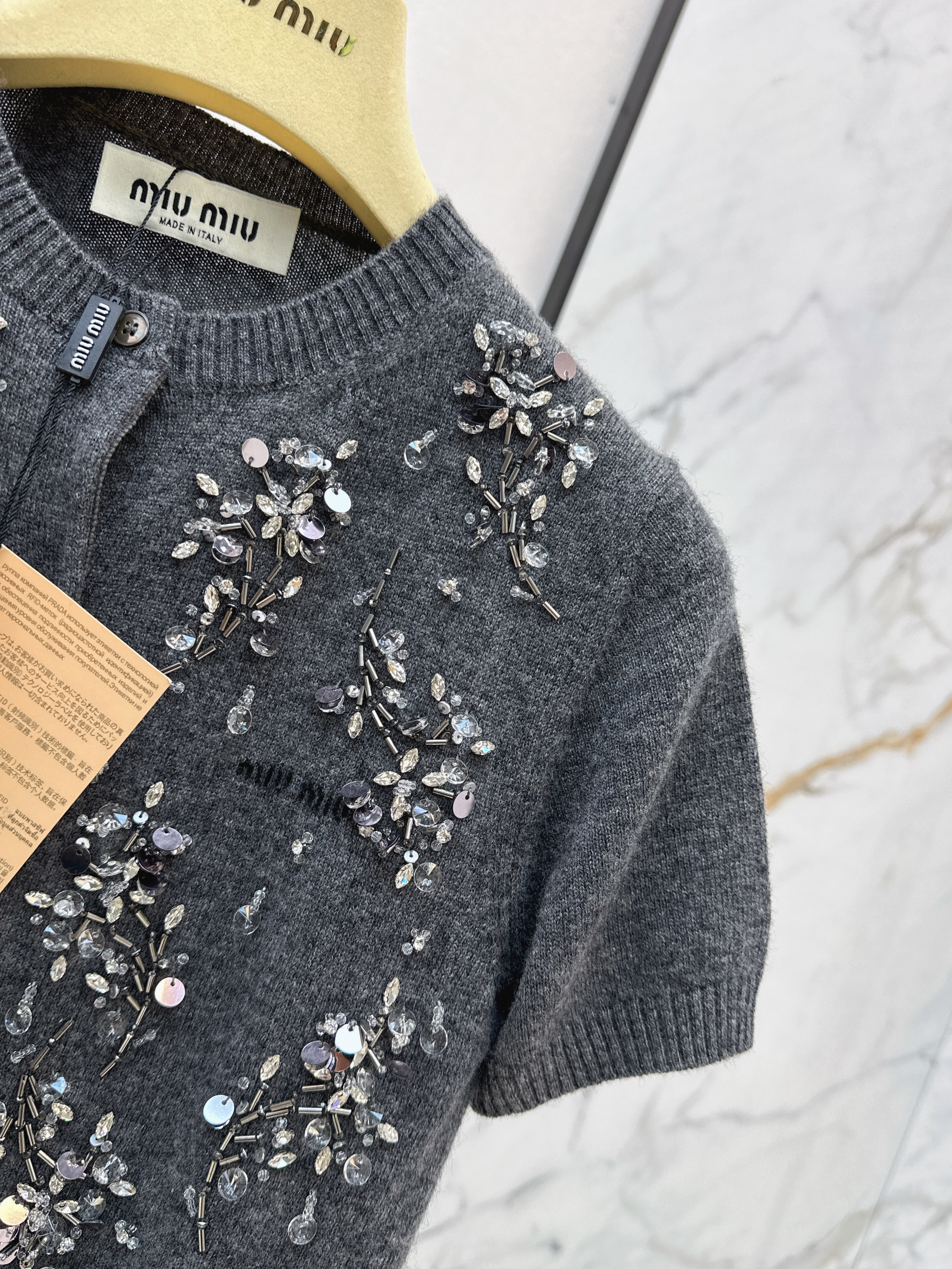 Miu 26ss beading cardigan