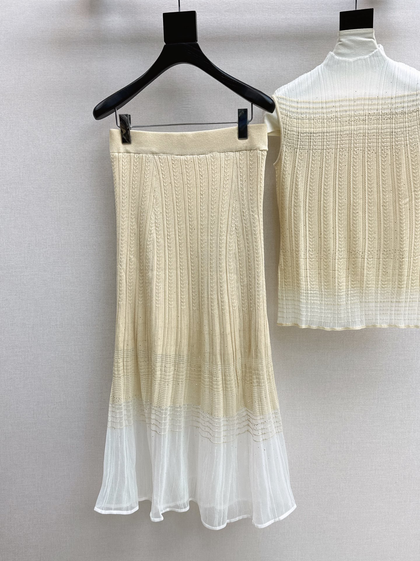 Chan 26ss sleeveless knit vest skirt set