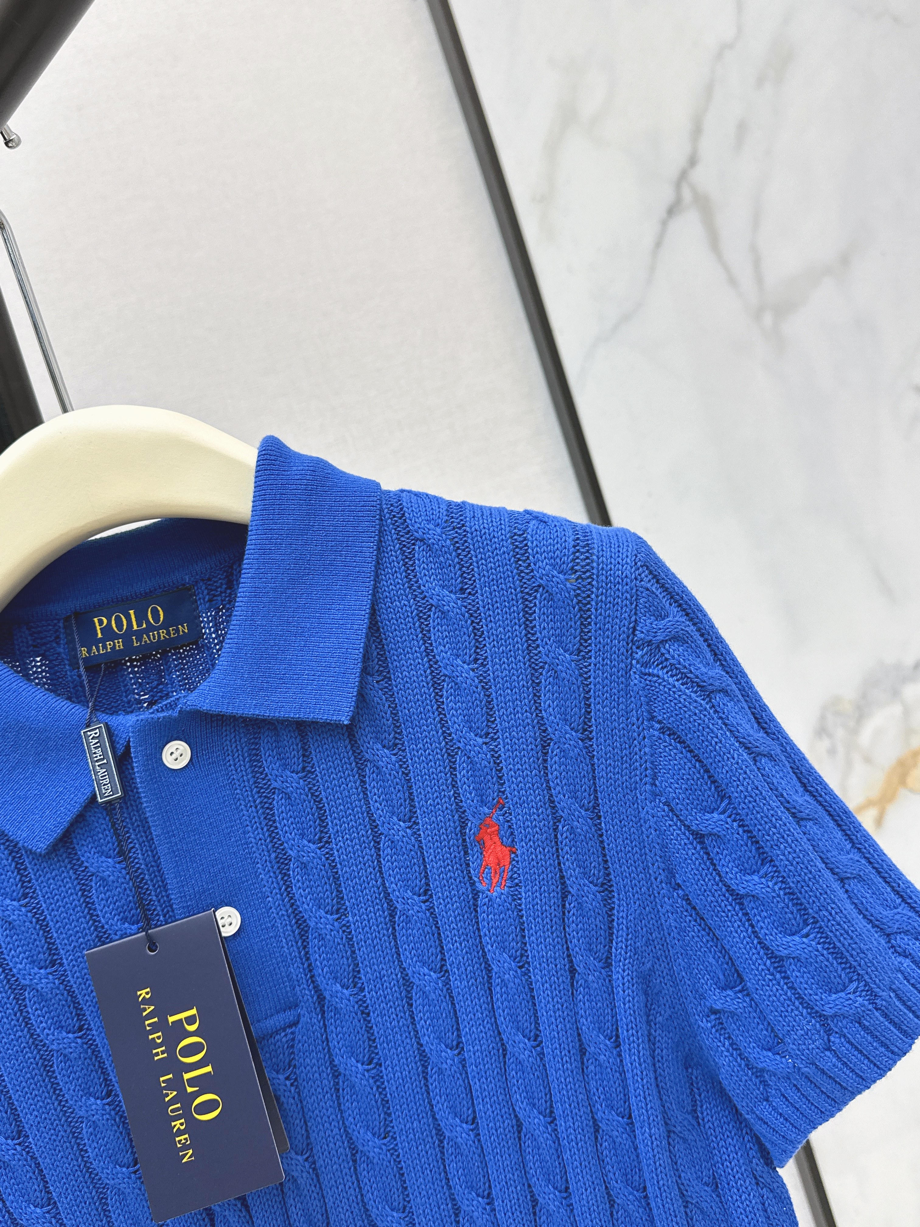 Ralp 26ss cable polo knit top