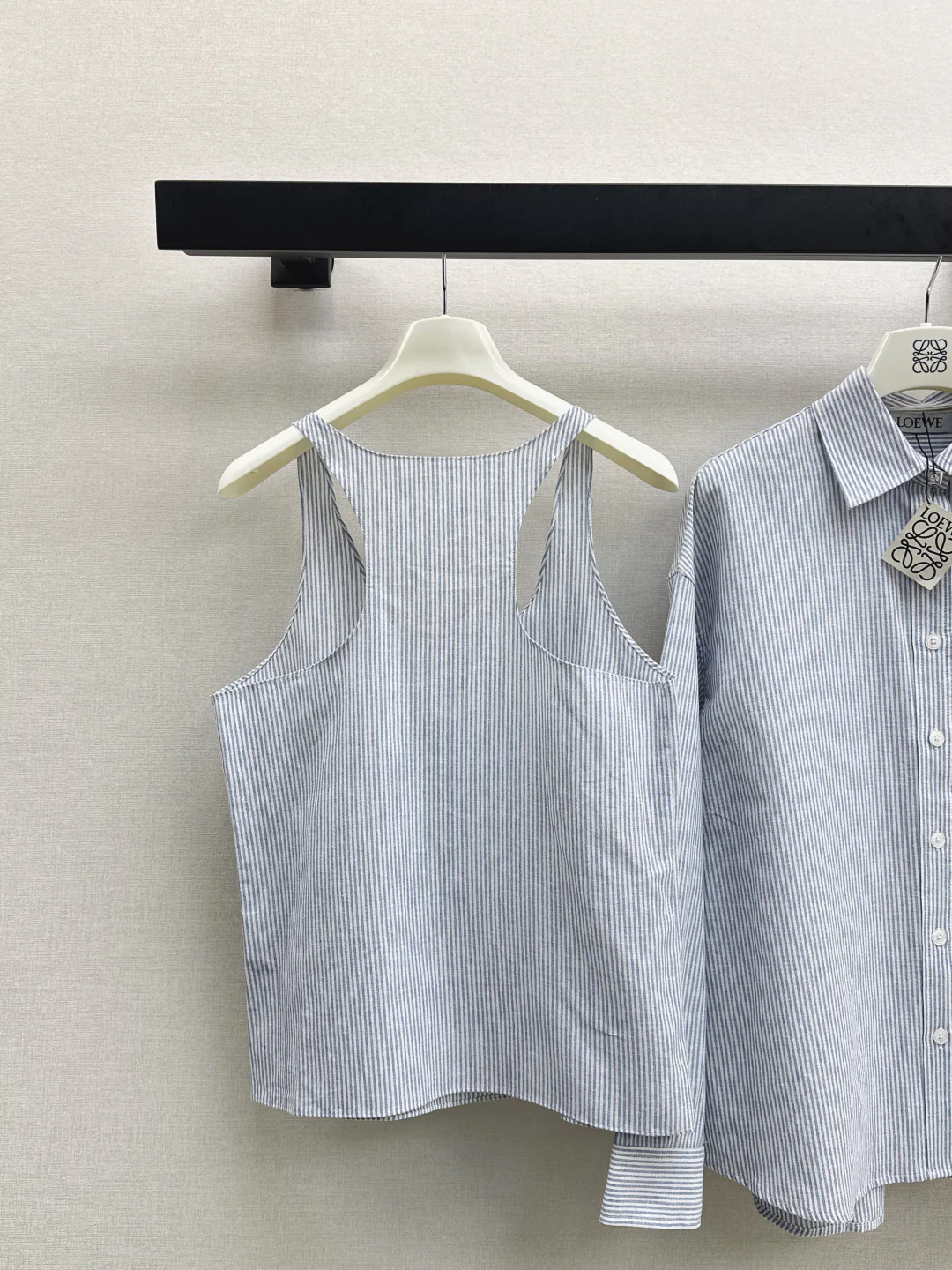 Loe 25fw stripe vest shirt set