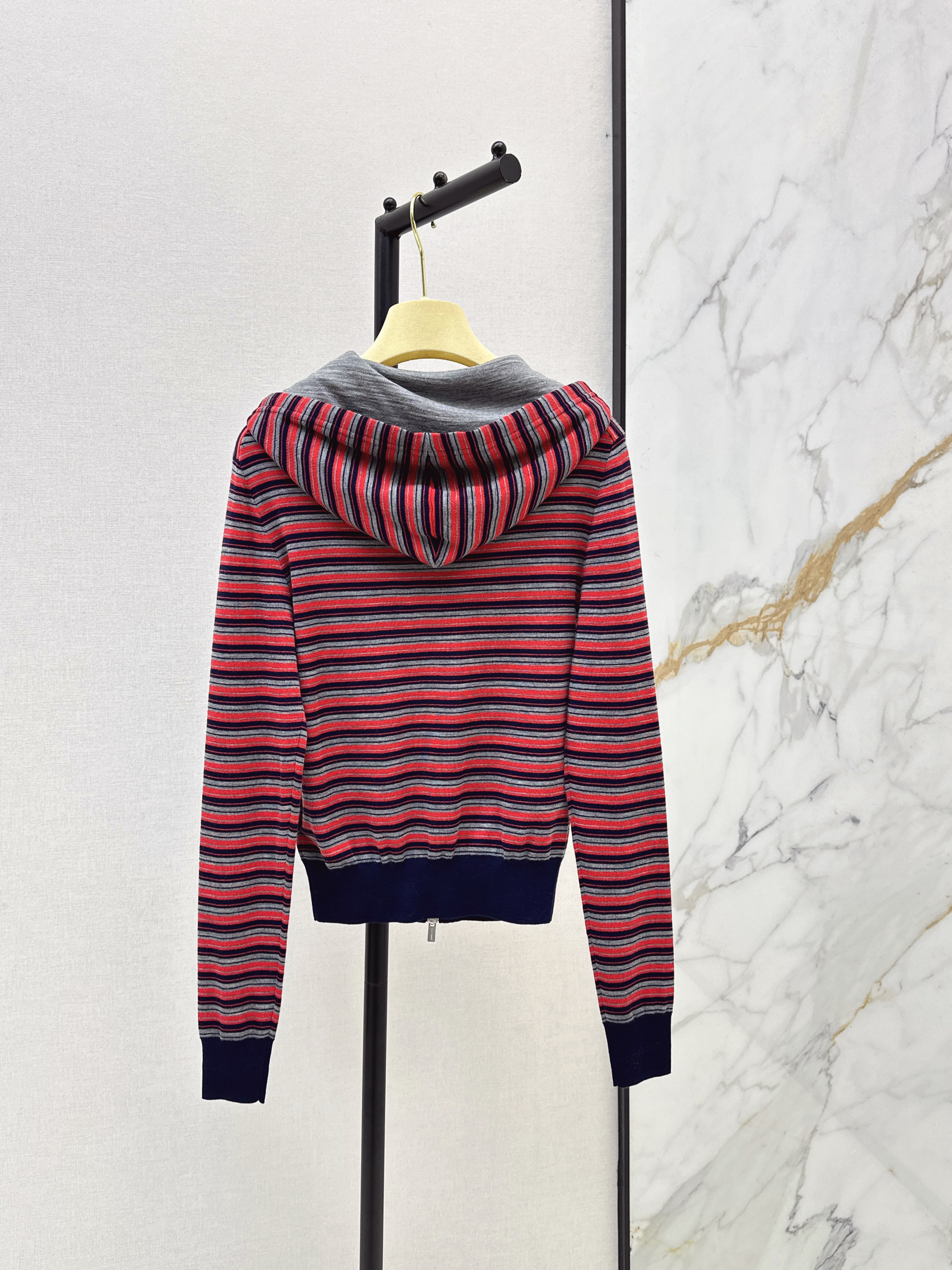 Miu 26ss stripe hooded cardigan
