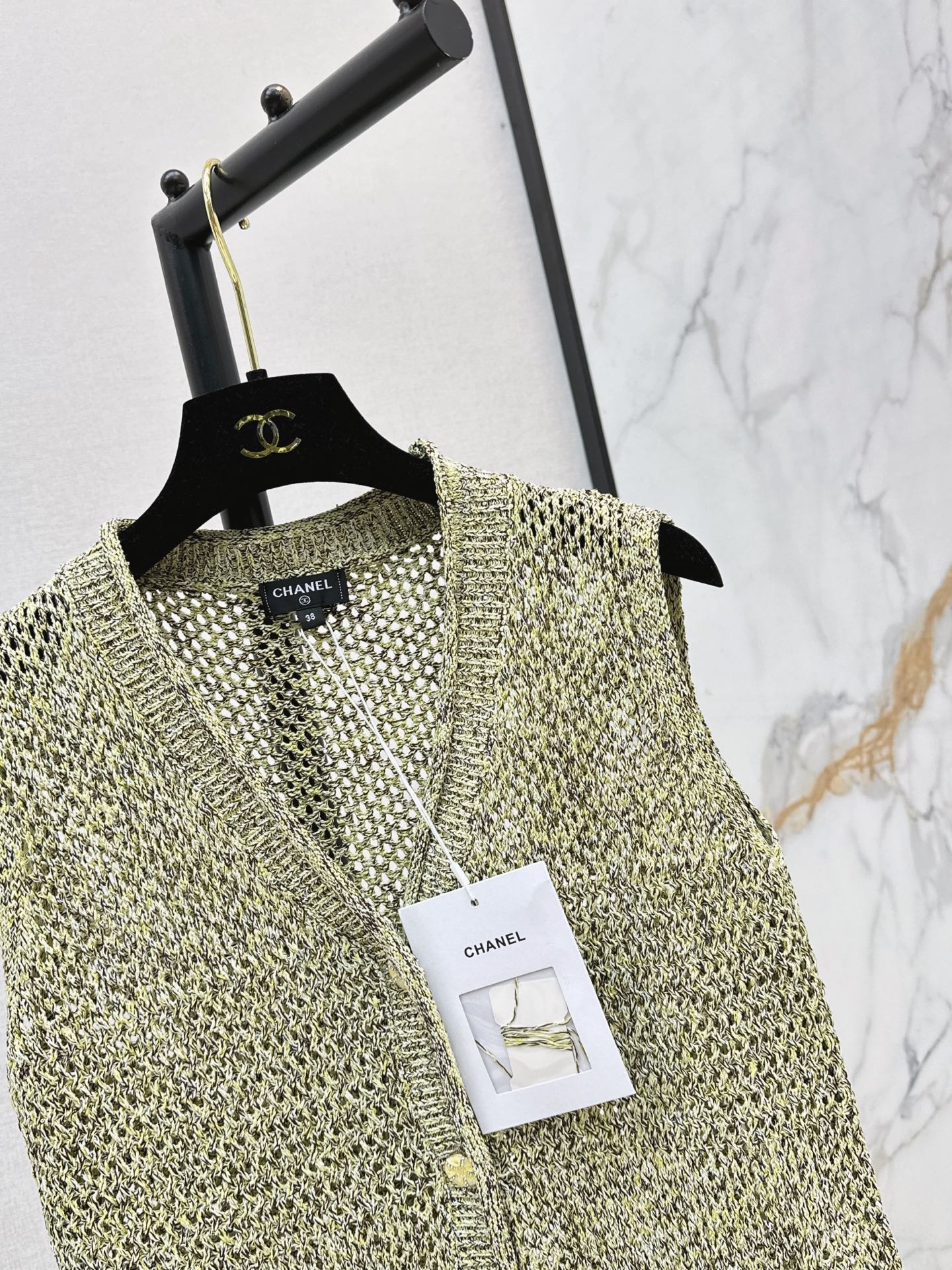 Chan 26ss hollow knit vest