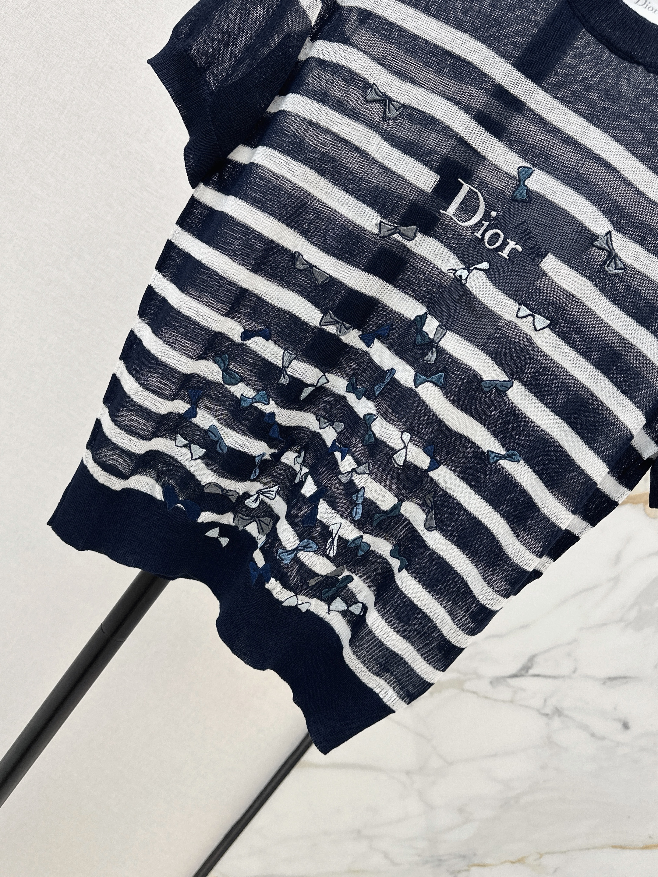 CD 26ss bow embroidery stripe top