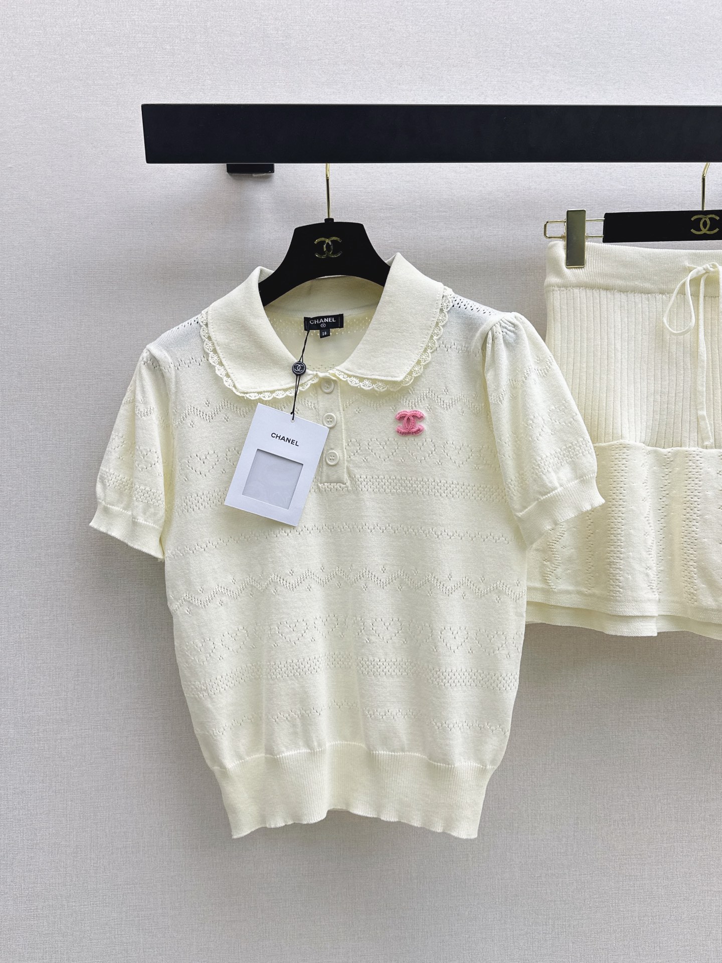 Chan 26ss knit top skirt set