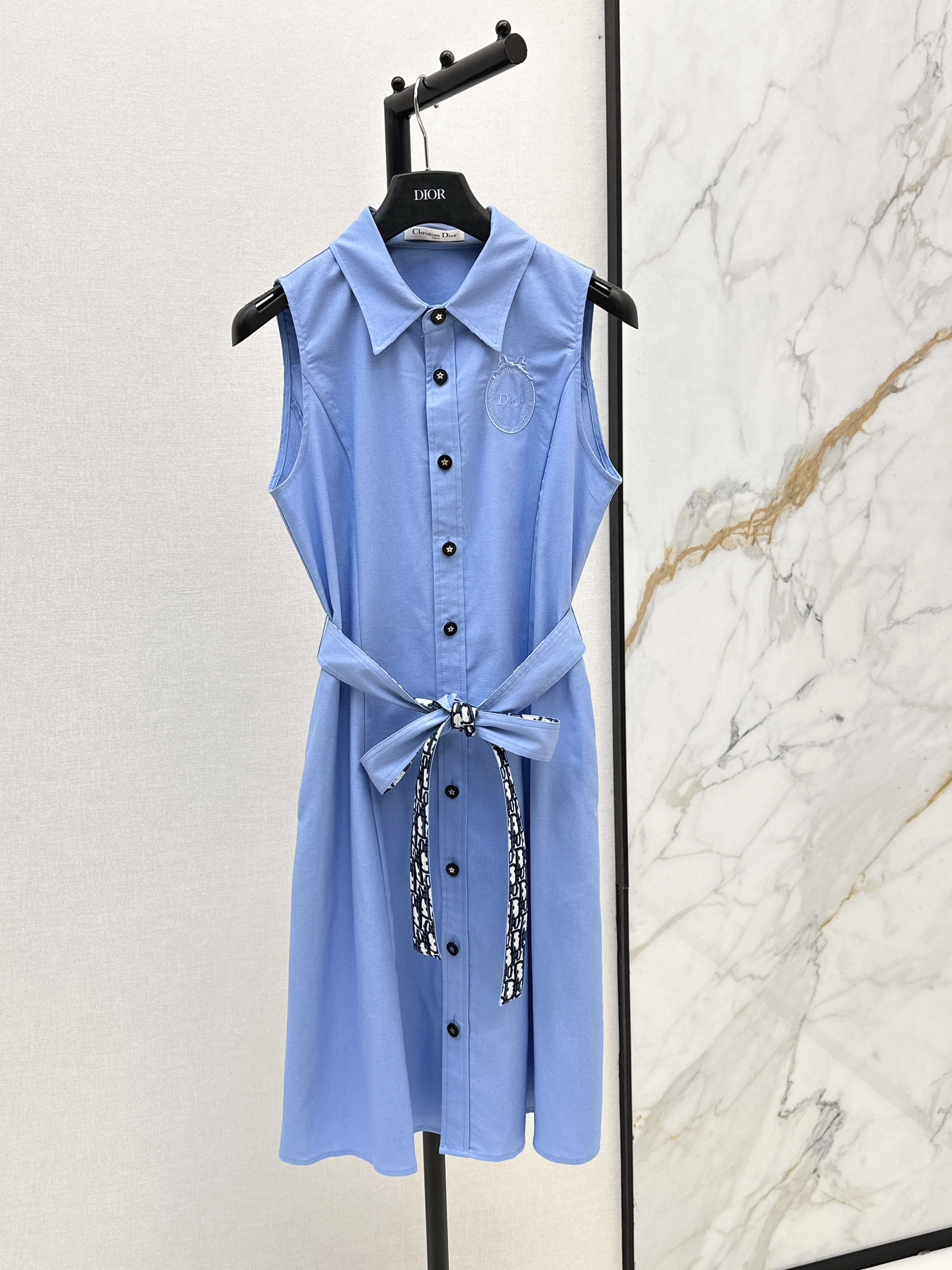 CD 26SS Sleeveless Belted Shirt Dress