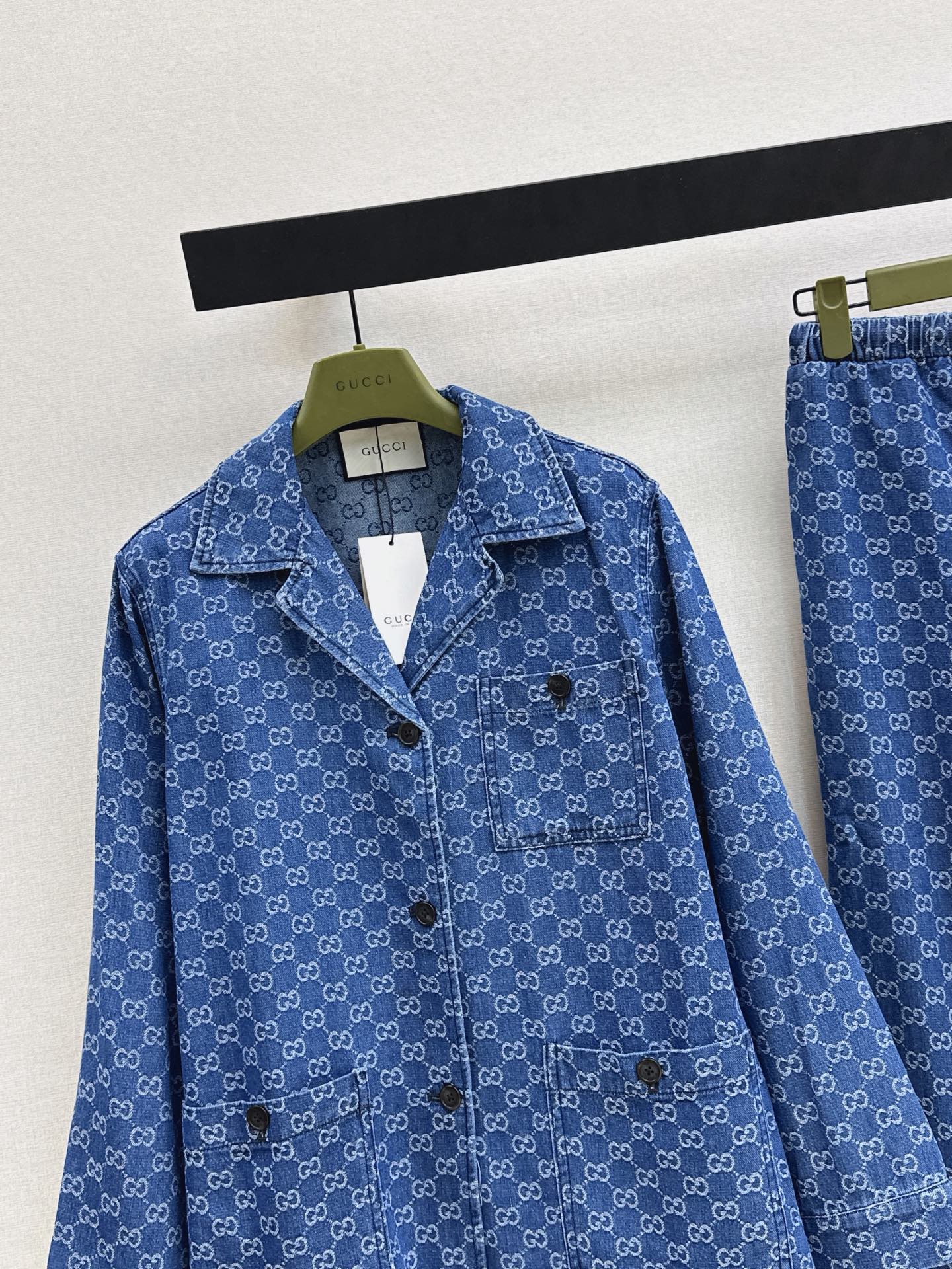 Guc 26ss jacquard denim jacket pants set