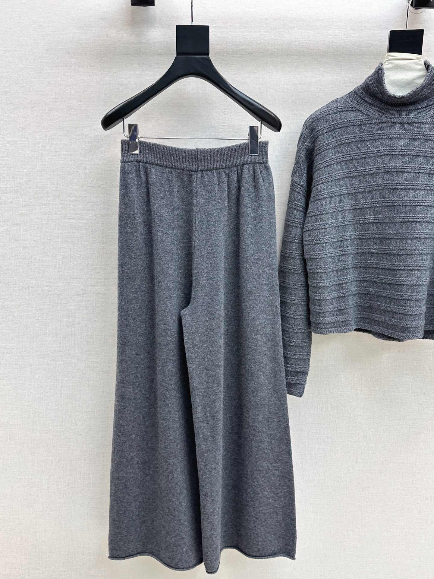 Max 25fw knit suit high neck sweater straight pants outfit sets