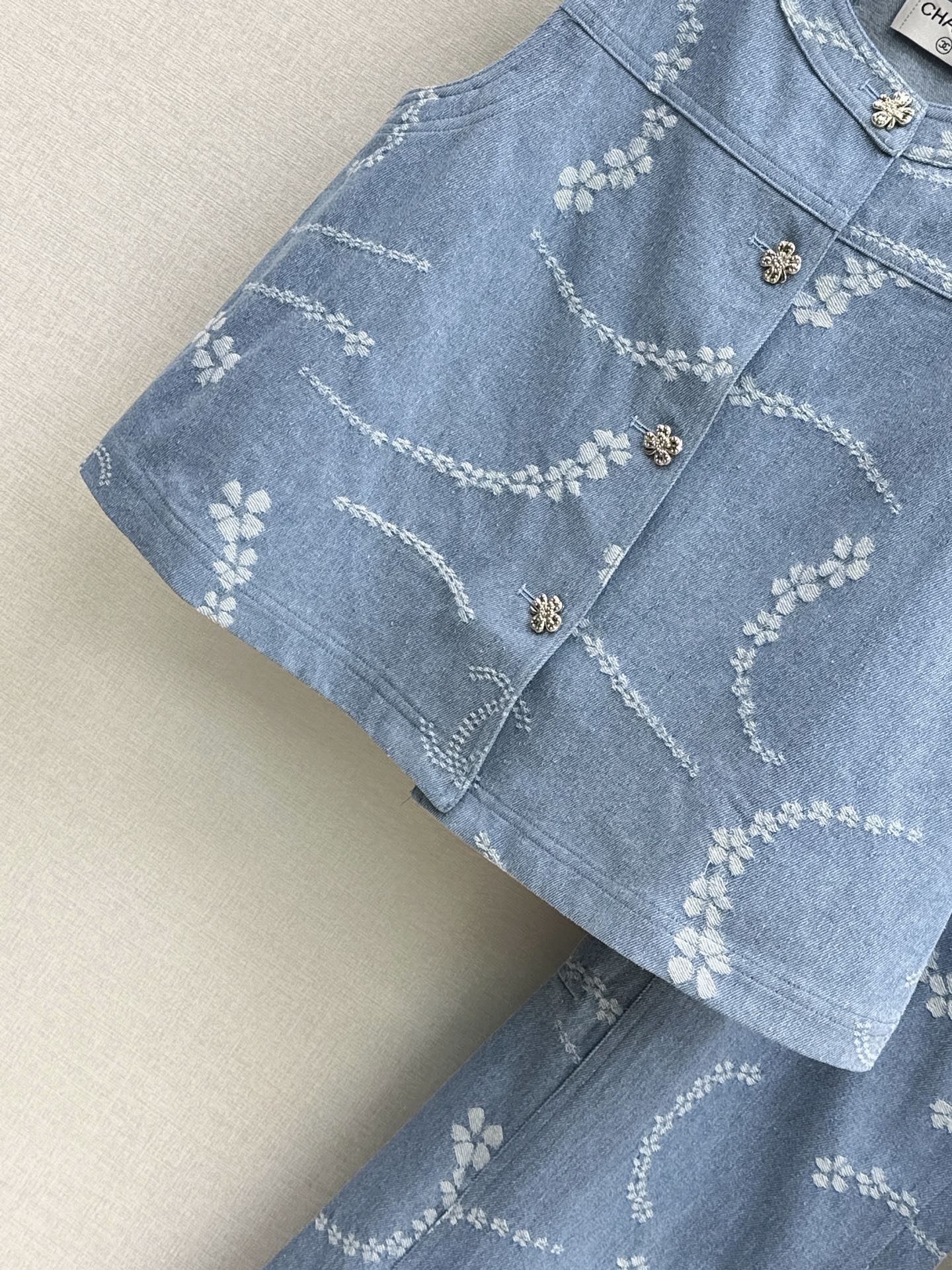 Chan 26ss print denim suit
