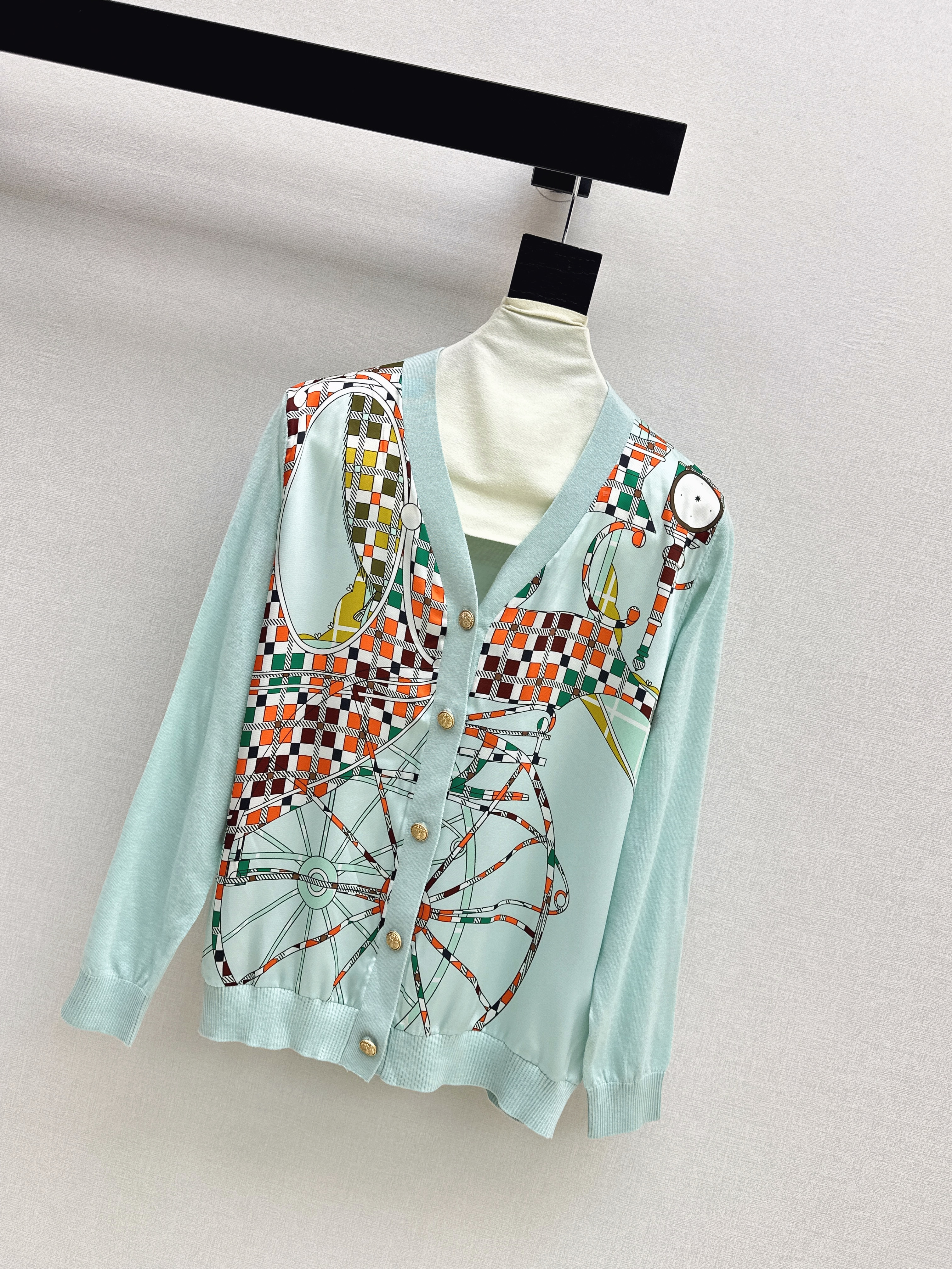 Herm 26ss print knit cardigan