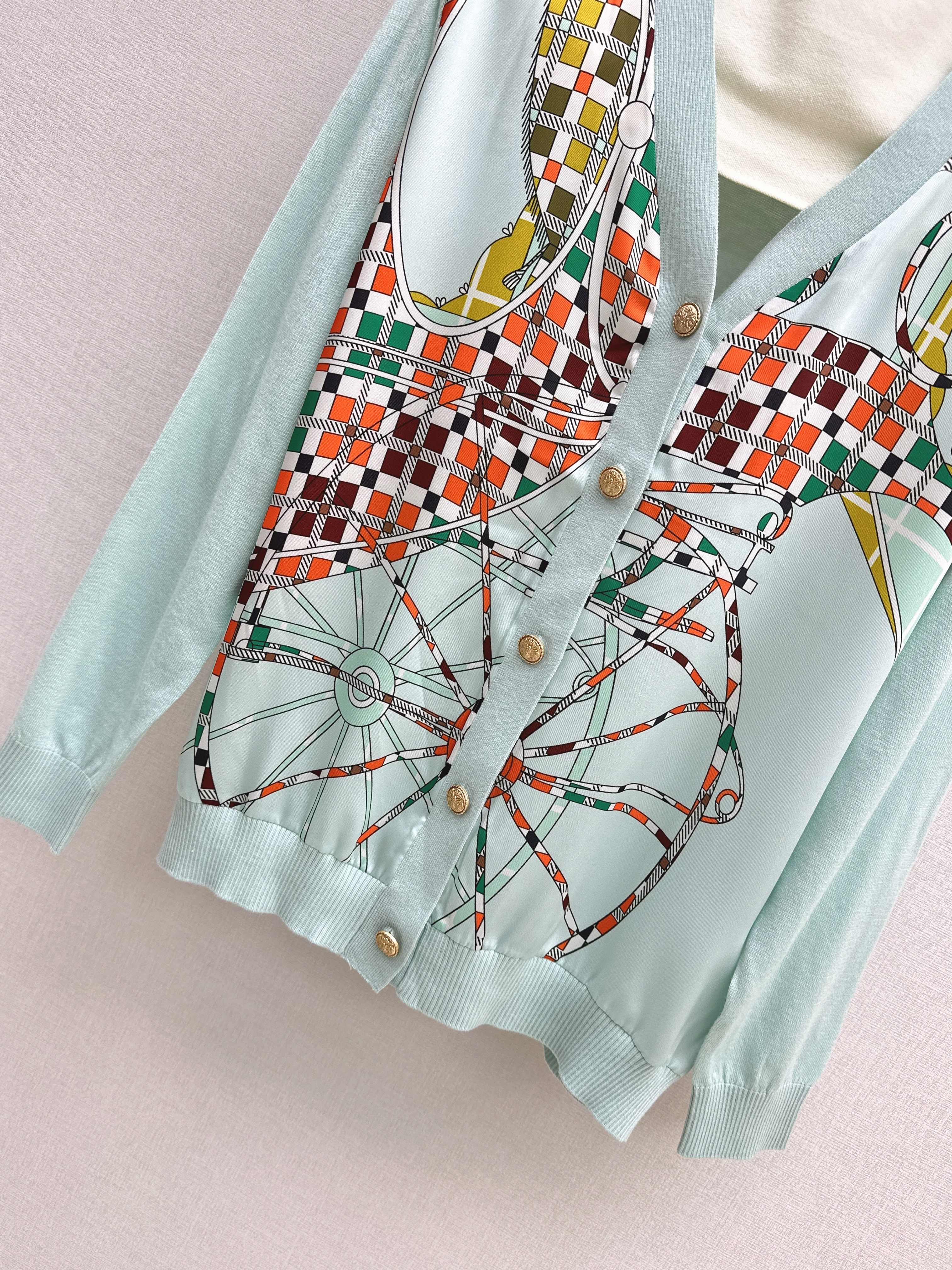 Herm 26ss print knit cardigan