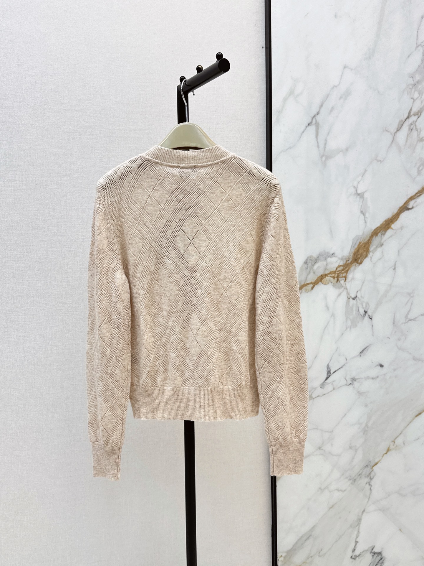 Bur 26ss check jacquard knit cardigan