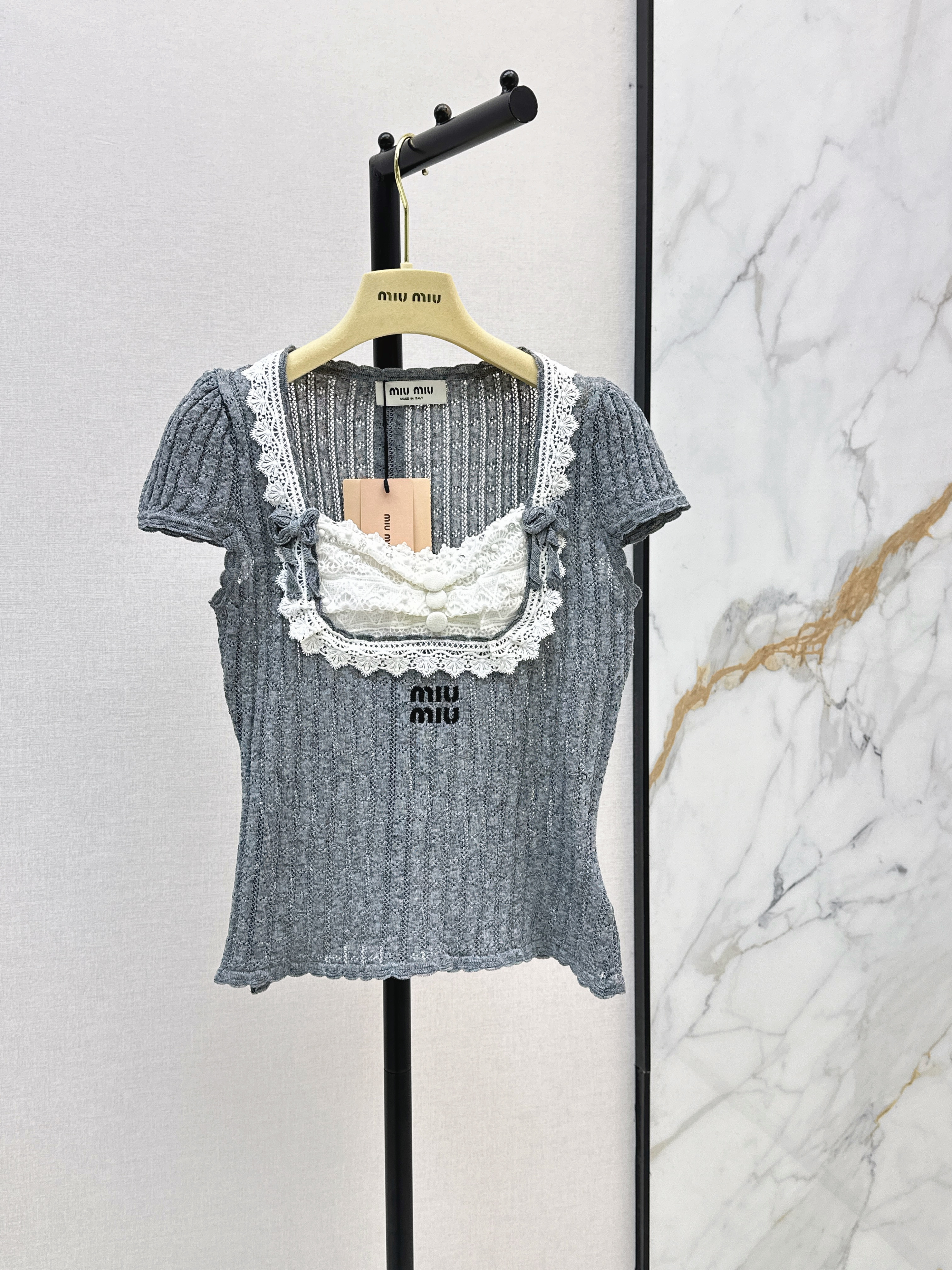 Miu 26SS Lace Knit Top