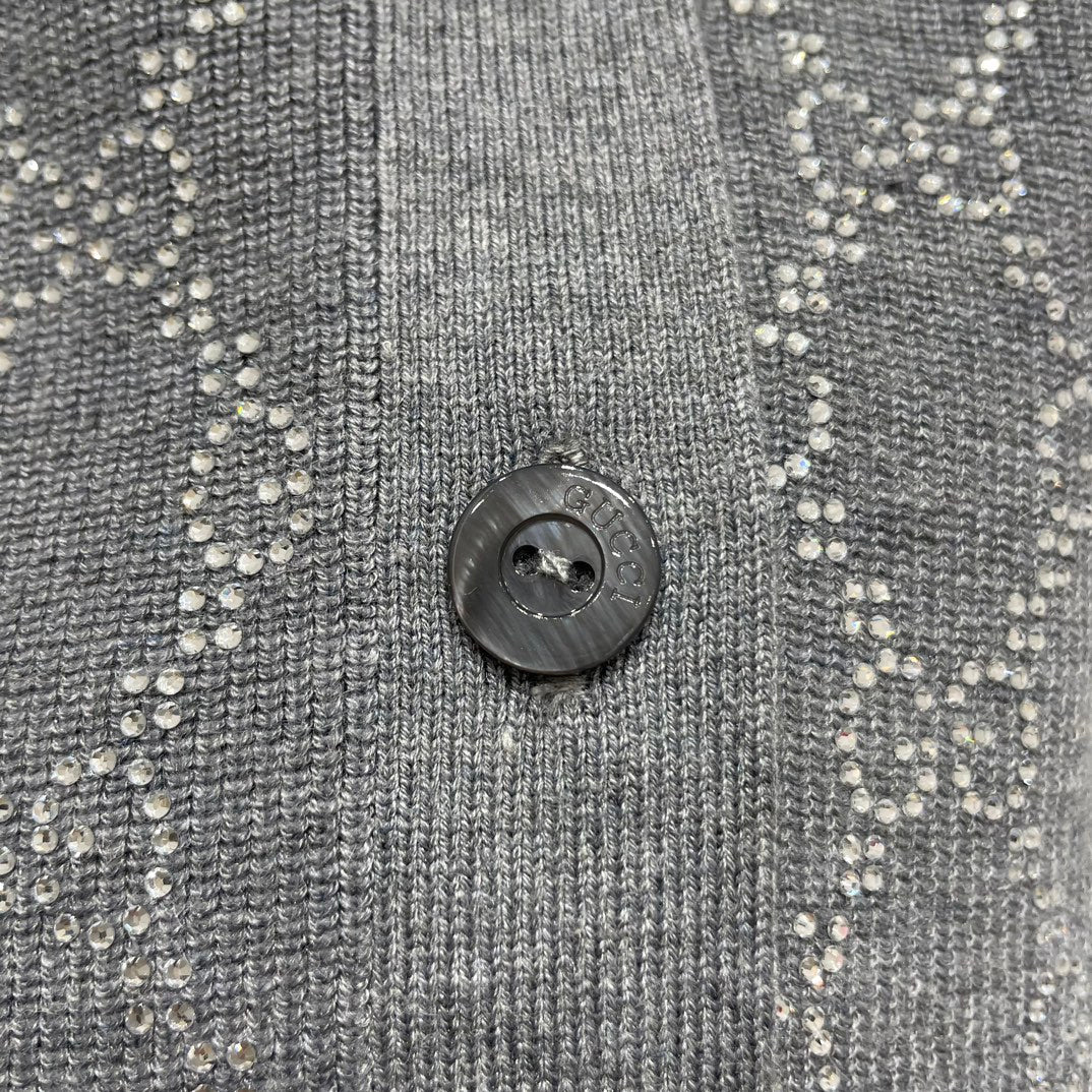 Guc 25fw rhinestone cardigan