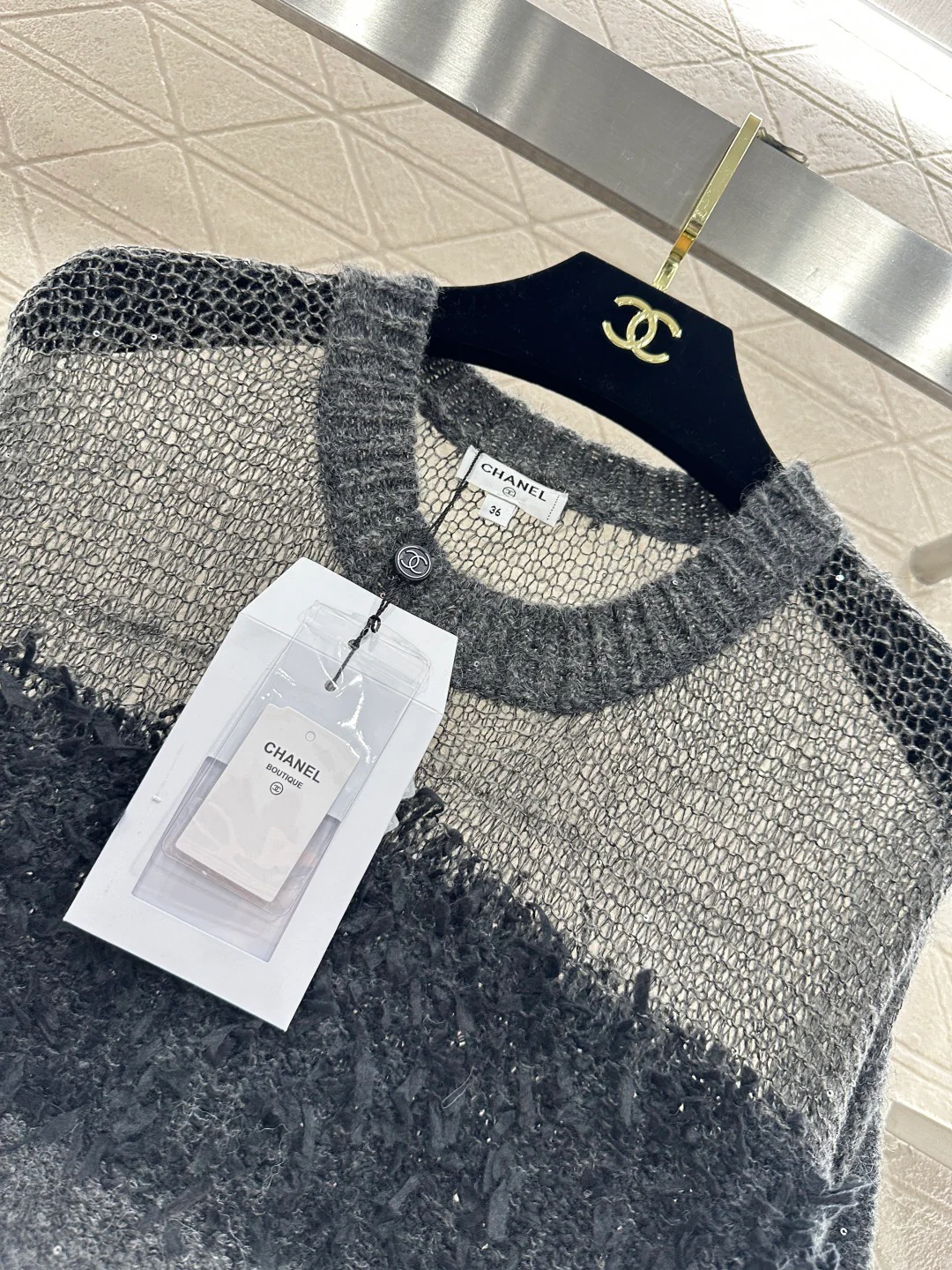 Chan 26ss hollow contract sweater