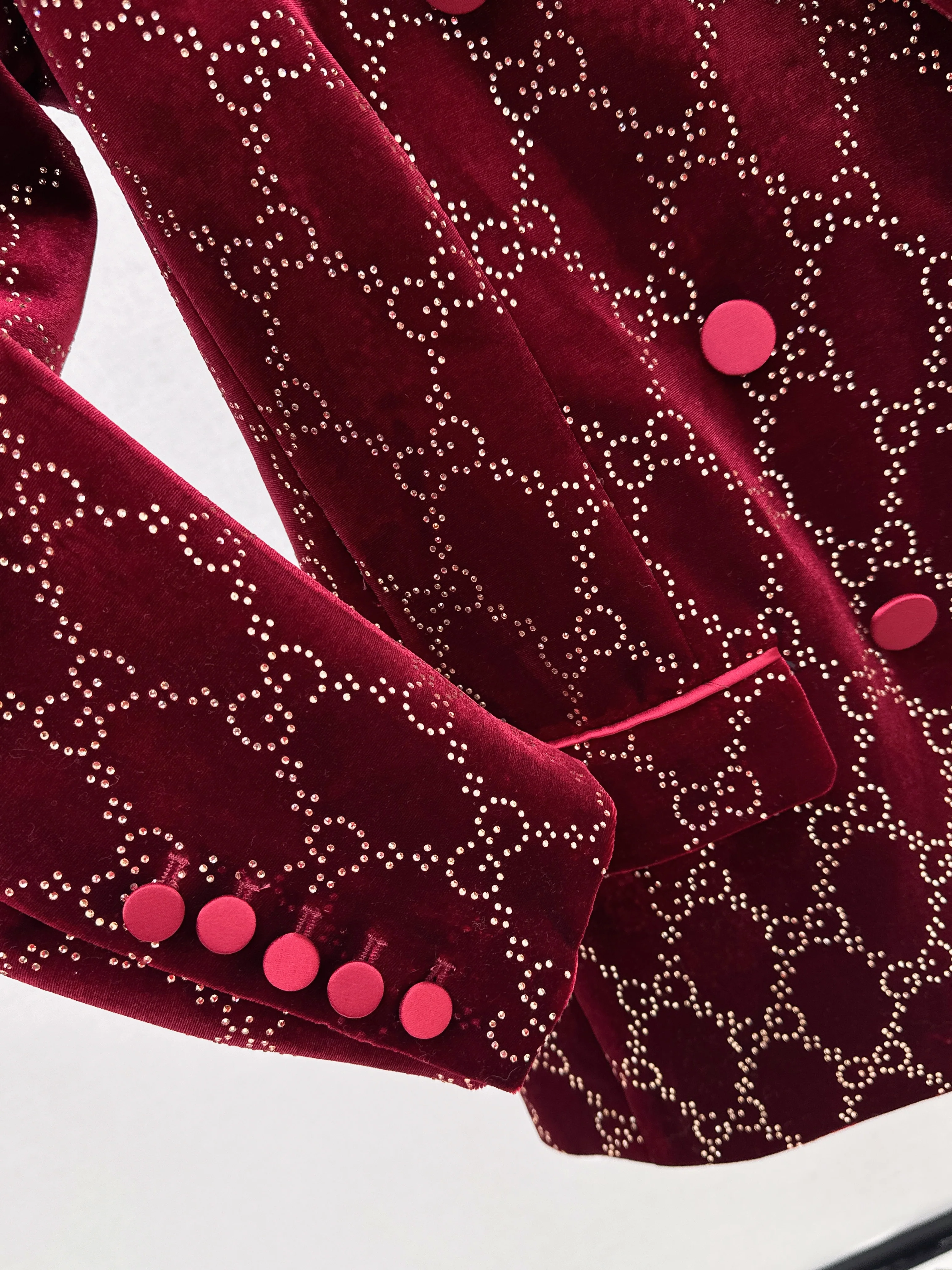 Gucc 26ss rhinestone velvet blazer