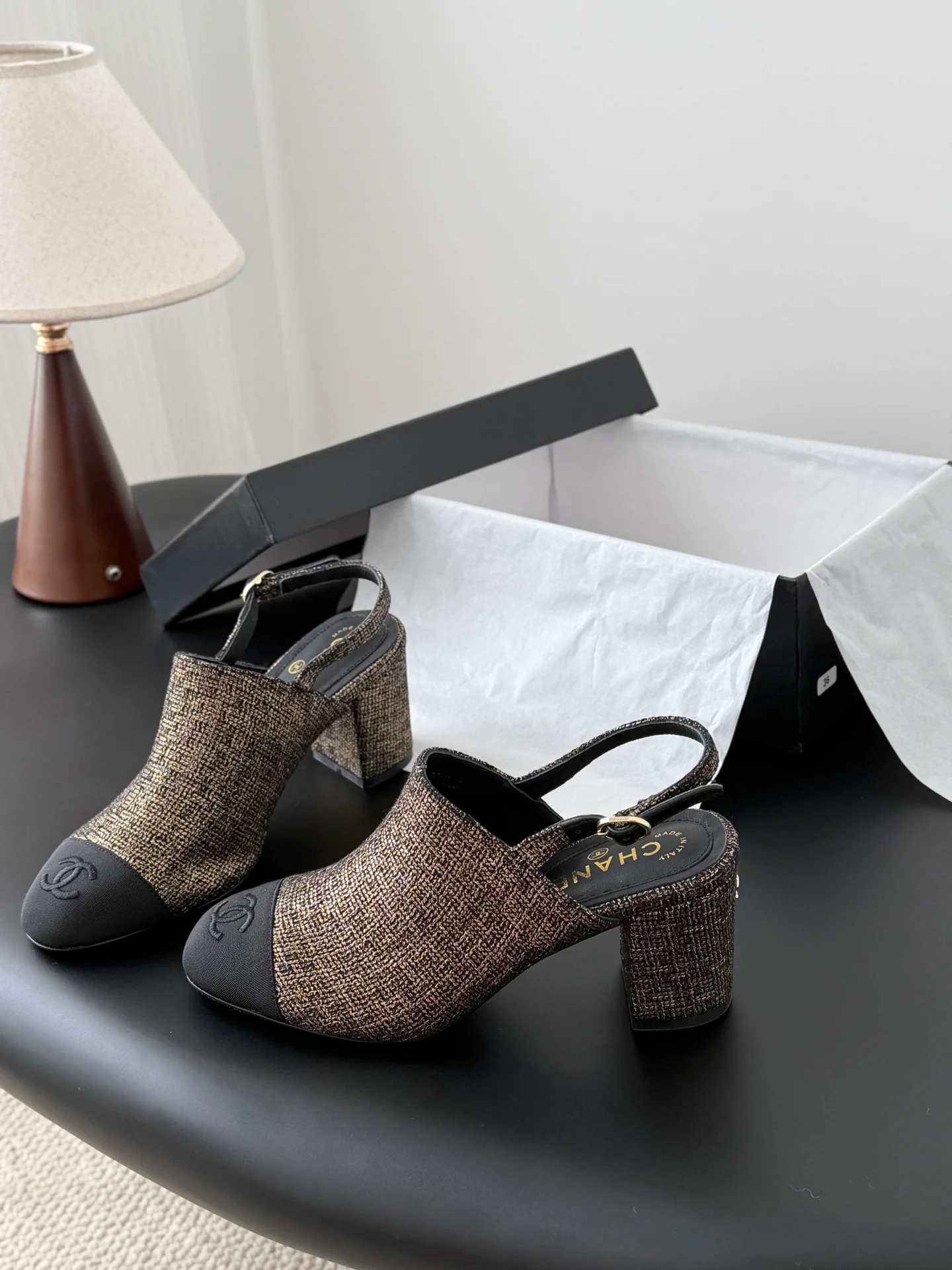Chan 25fw slingback chunky heels