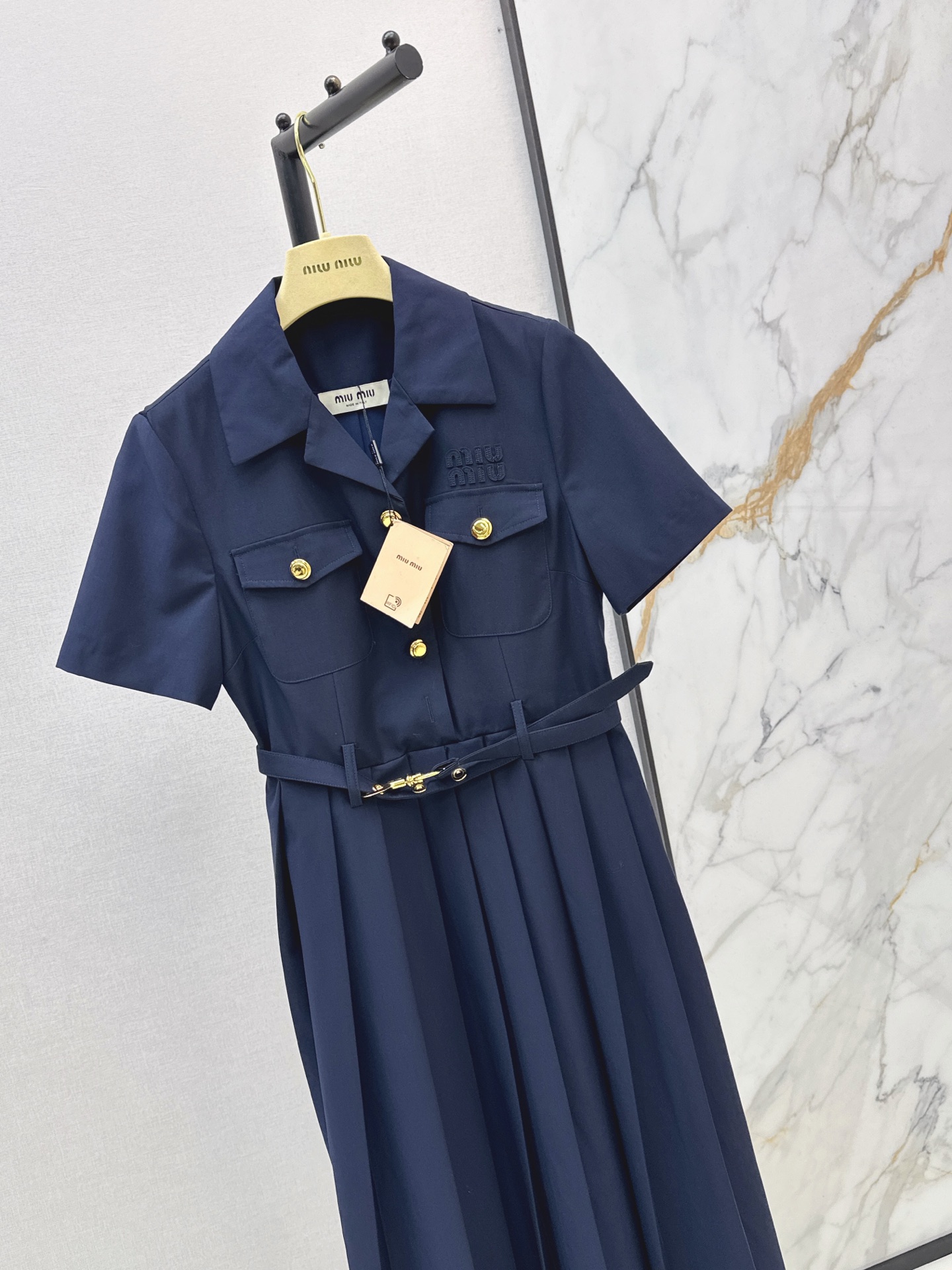 Miu 26ss pleated shirt dress