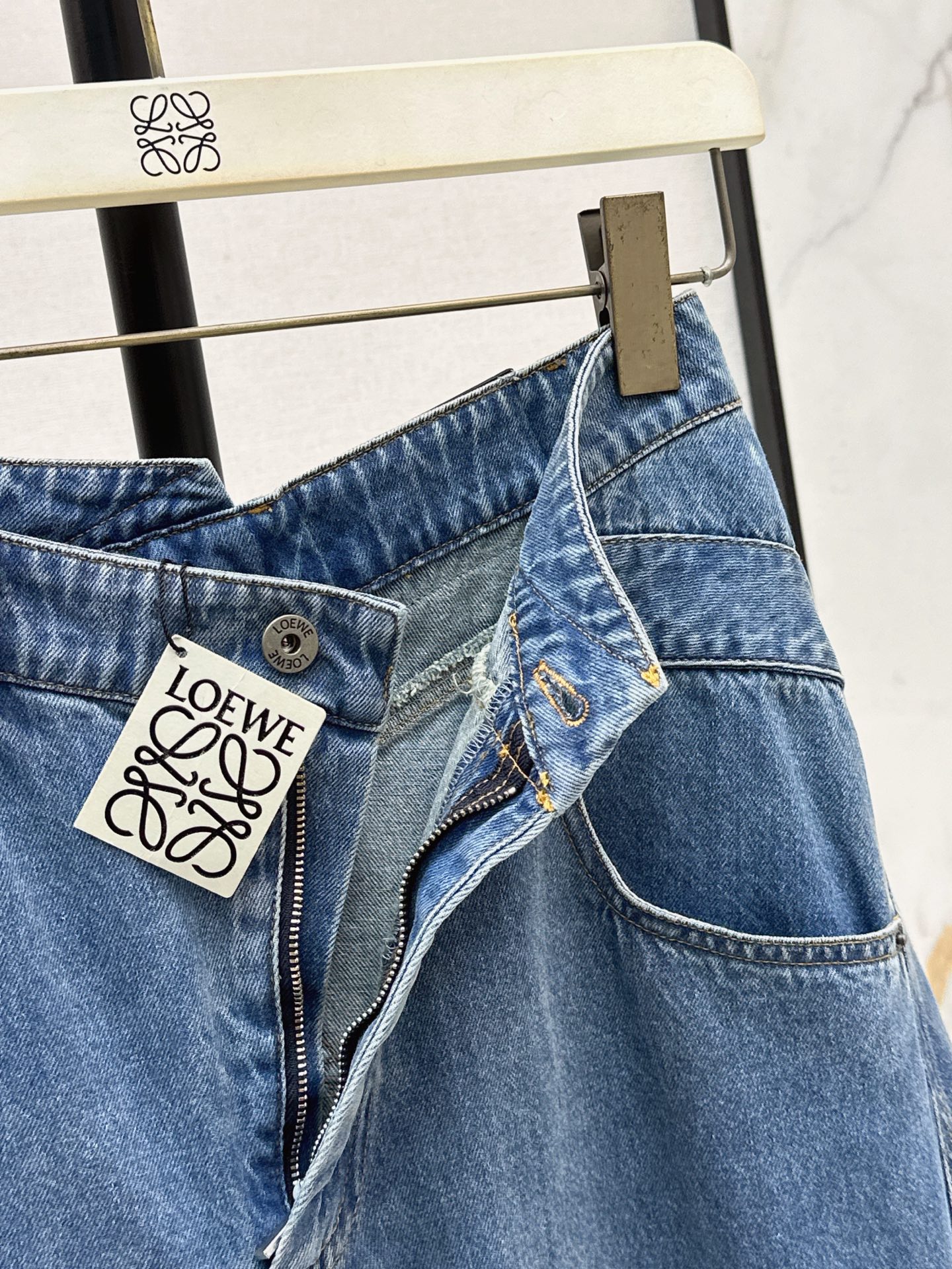 Loe 26ss asymmetrical denim skirt