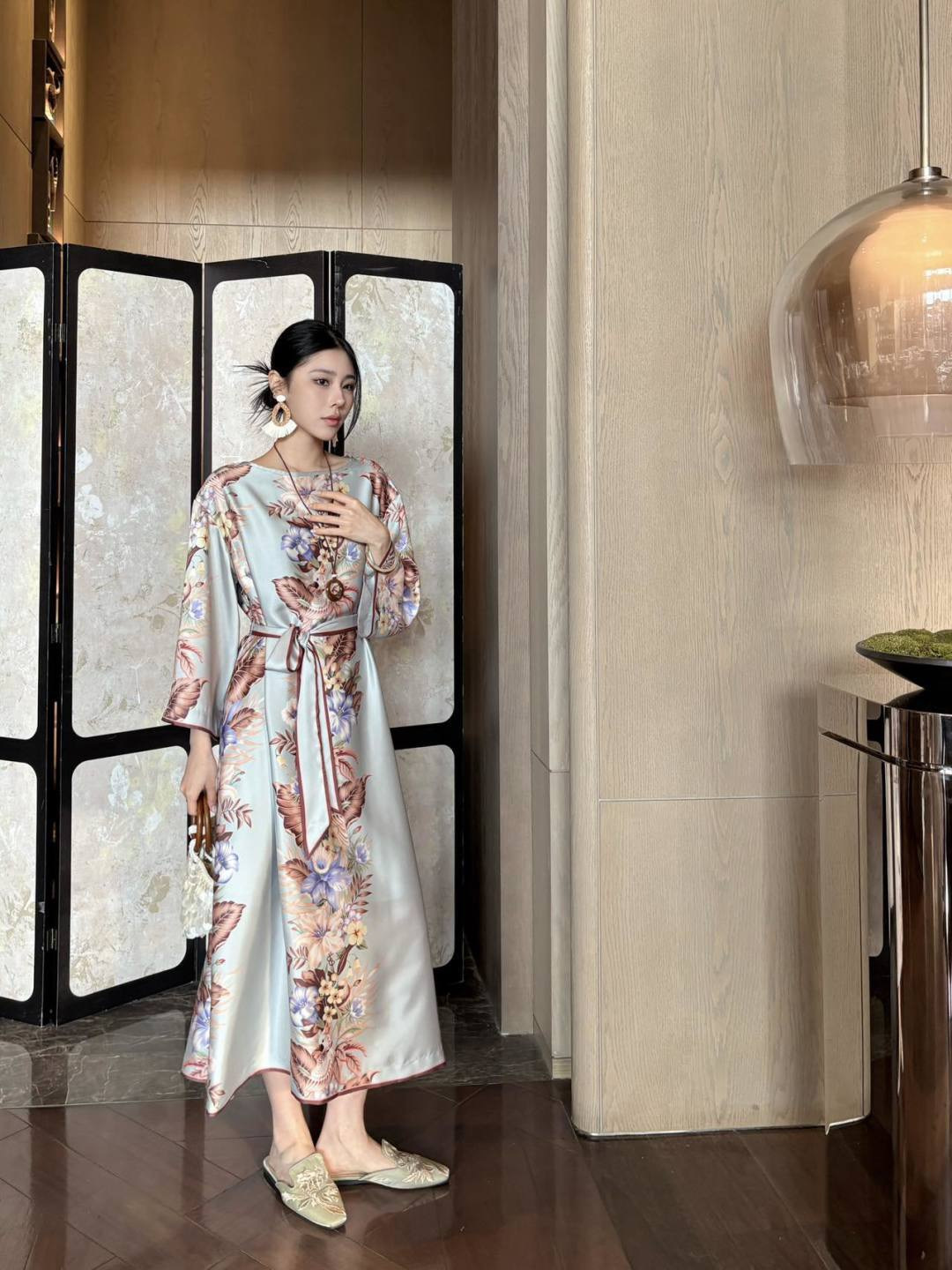 Zimm 26ss print silk dress