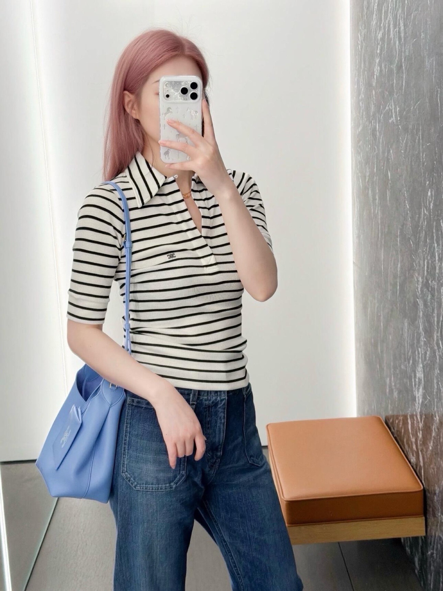 Celi 26ss stripe polo shirt