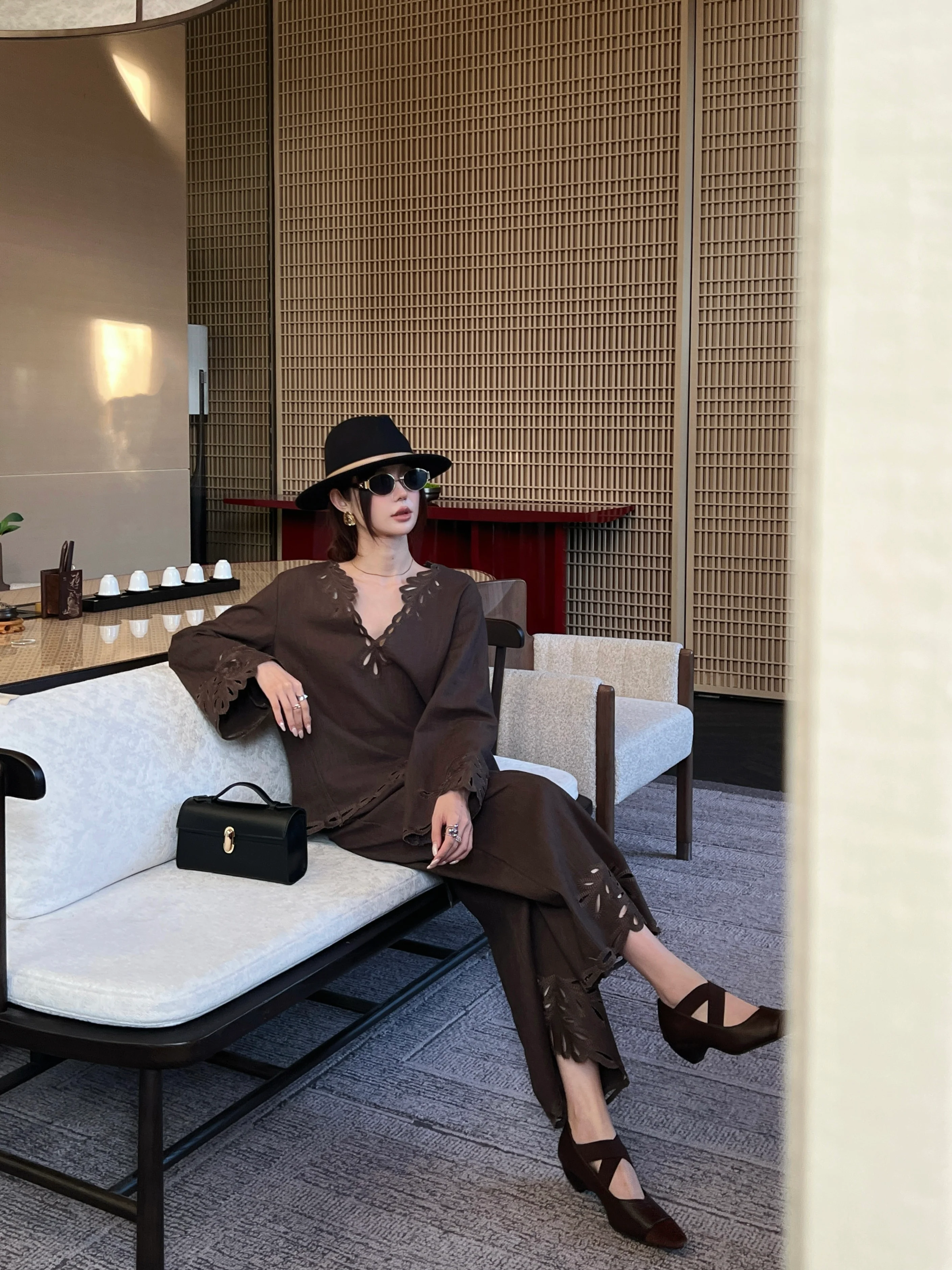 Max 26ss embroidery flounce sleeve  top