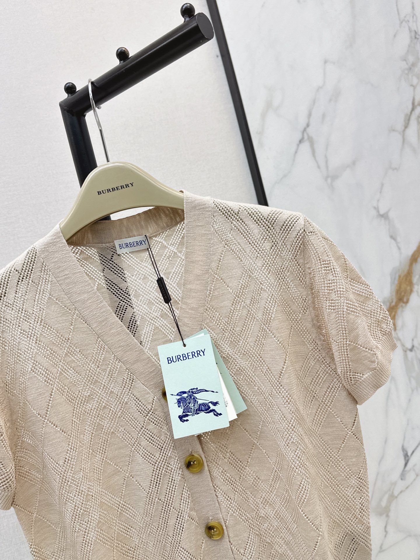 Bur 26ss check jacquard knitwear