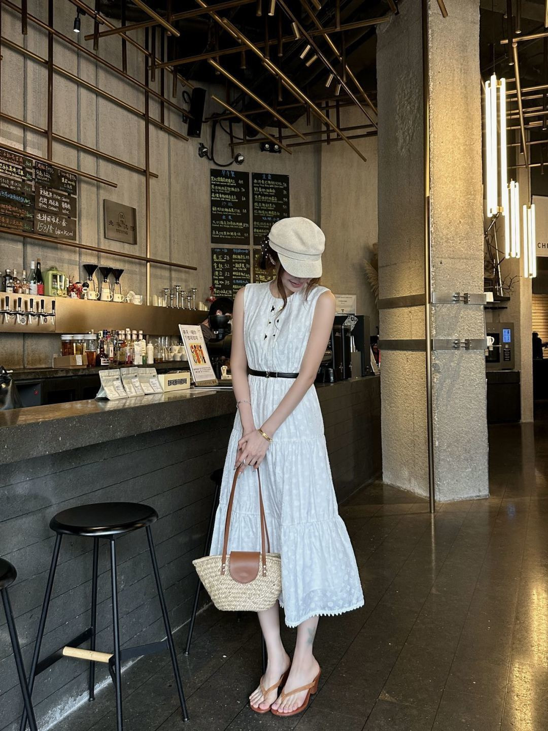Loui 26ss jacquard sleeveless dress