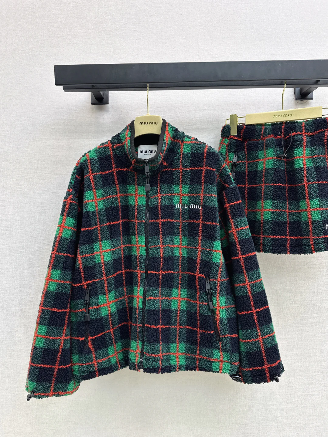 Miu 25fw fleece jacket skirt