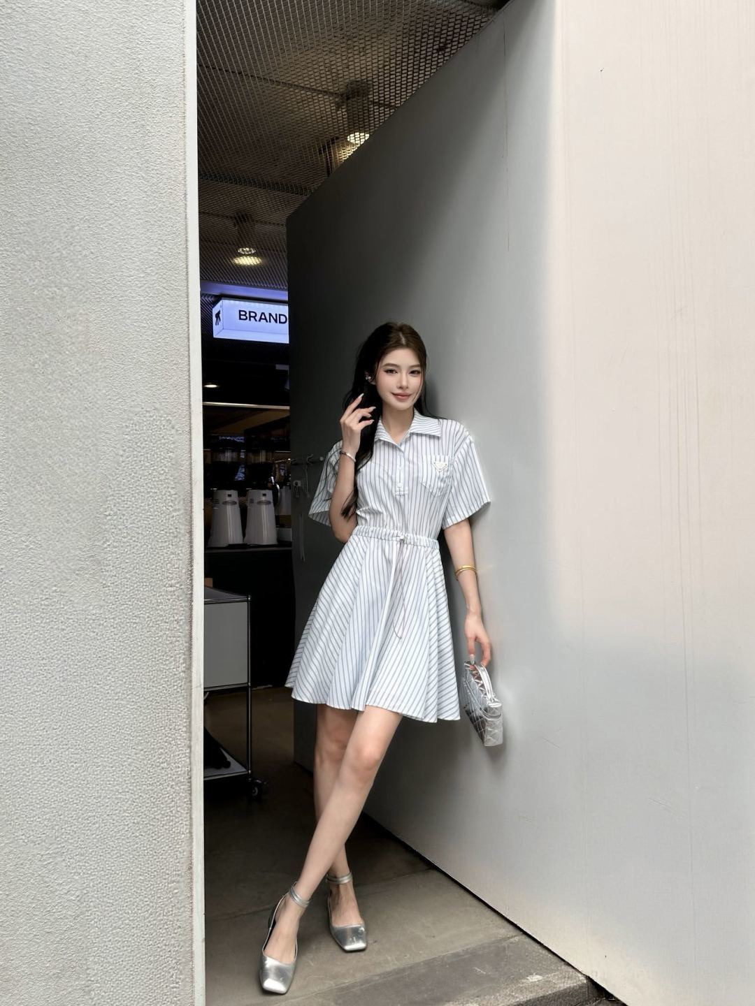 Pra 26ss stripe shirt dress