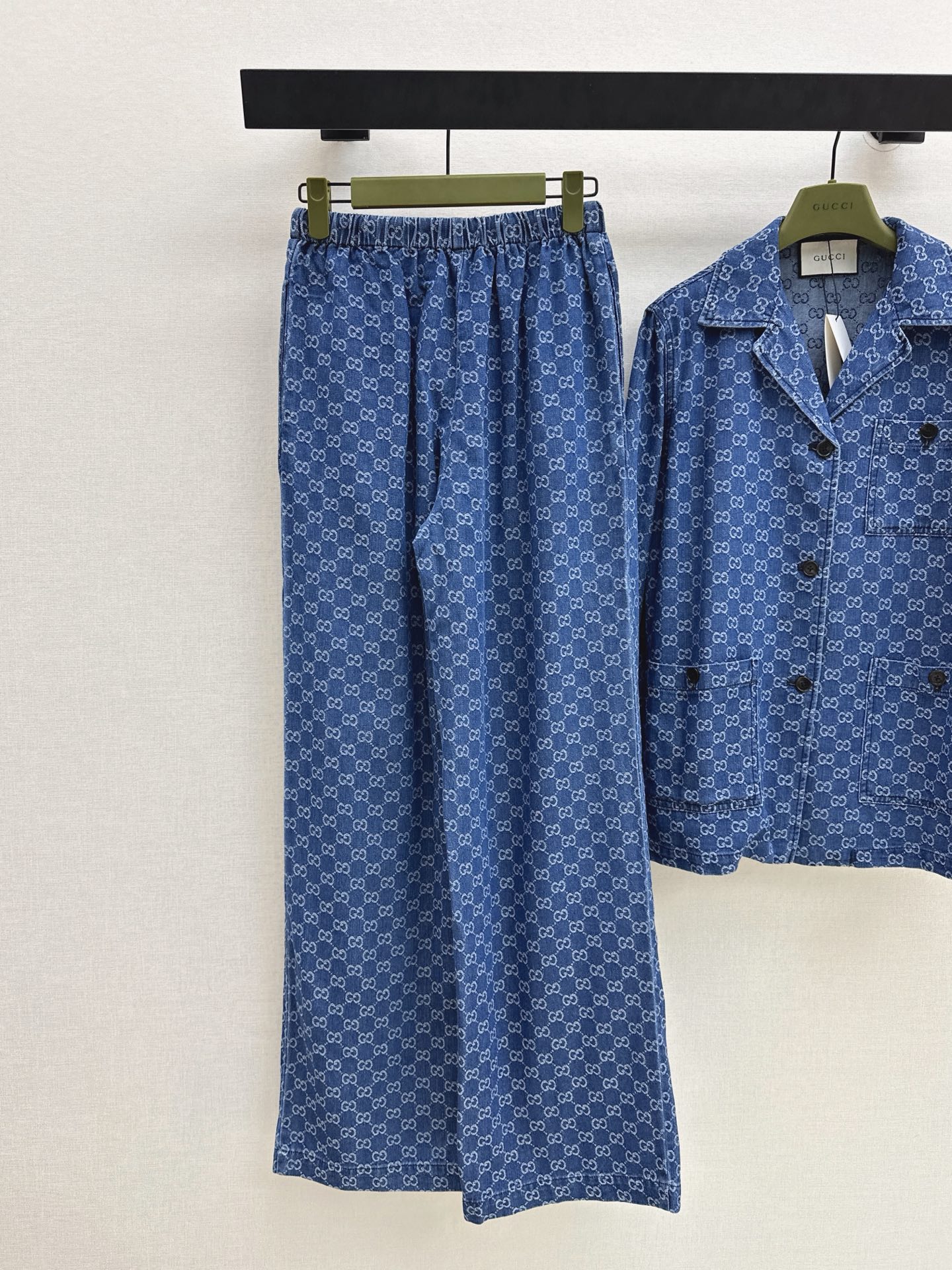 Guc 26ss jacquard denim jacket pants set