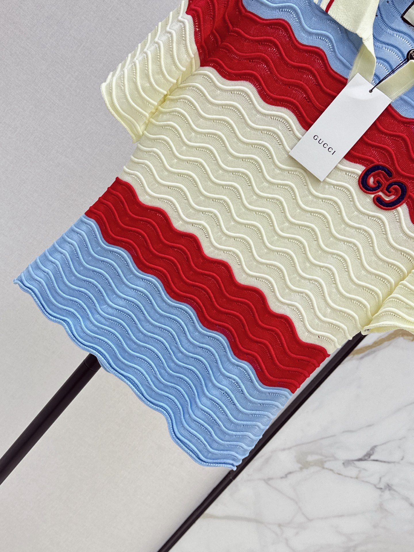 Guc 26ss stripe knit polo shirt